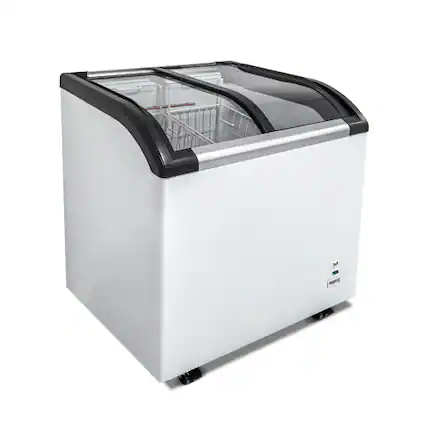 Front. WHALL - WHALL 4.6 Cu.Ft Curved Top Display Freezer, Lockable Glass Lid, LED Light, Adjustable Temp -9.4℉ to 5℉, Brake Casters - White.