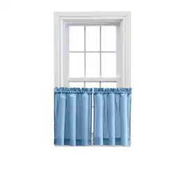 Ellis Curtain - Ellis Stacey 1.5" Rod Pocket High Quality Fabric Solid Color Window Tailored Tier Pair 56"x30" - Slate