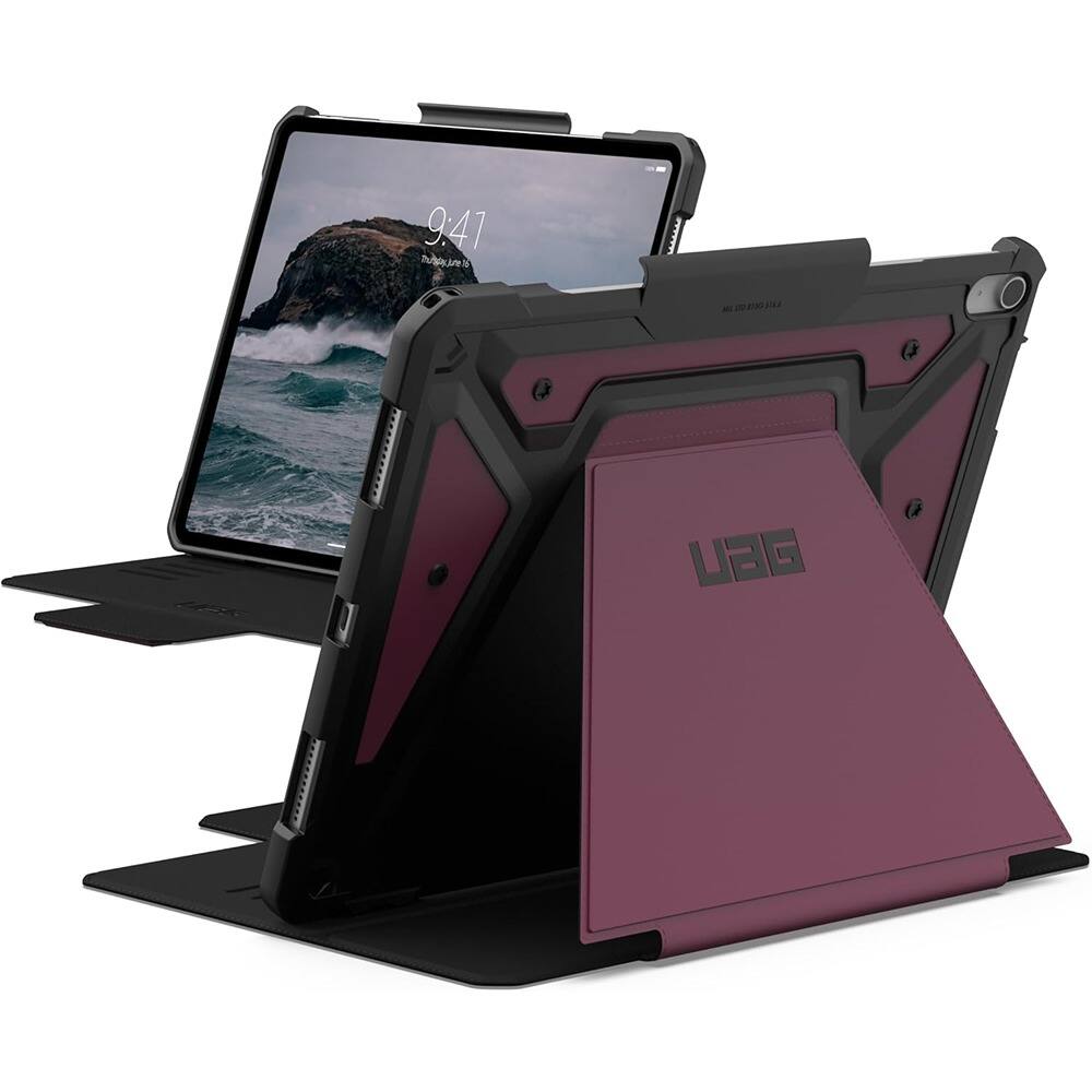Front. PARKER SLATER - Pad Air 13" Rugged Folio Case with Stand & Pencil Holder, Bordeaux - Metropolis SE - Bordeaux.