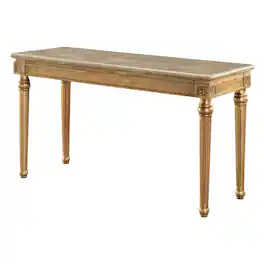 Manhattan Lane - Marble Top Sofa Table With Fluted Detail Wooden Turned Legs - Gold