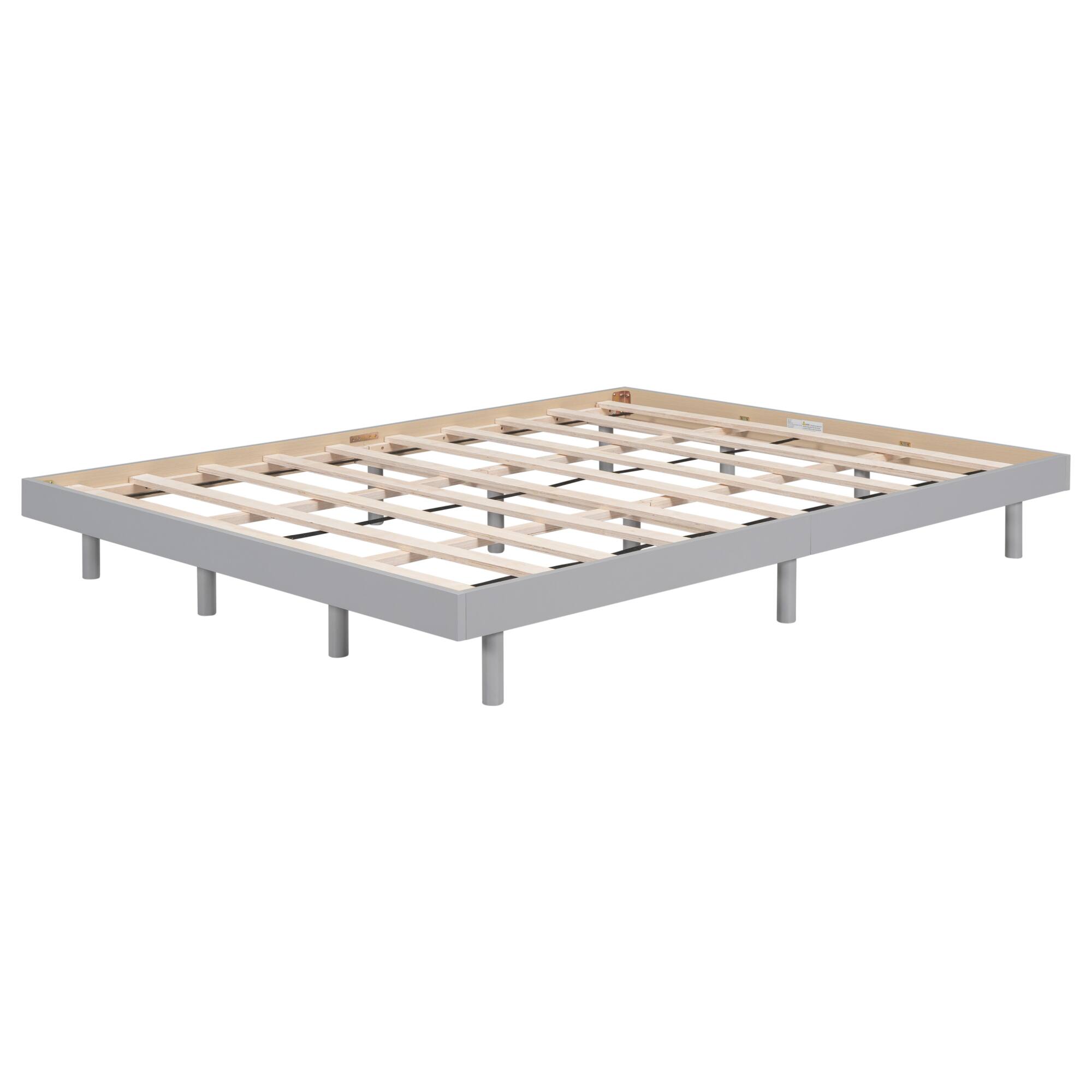 Alt View 2. GOODSILO - Modern Floating Queen Platform Bed Frame with Sturdy Construction and Elegant Design - Grey.