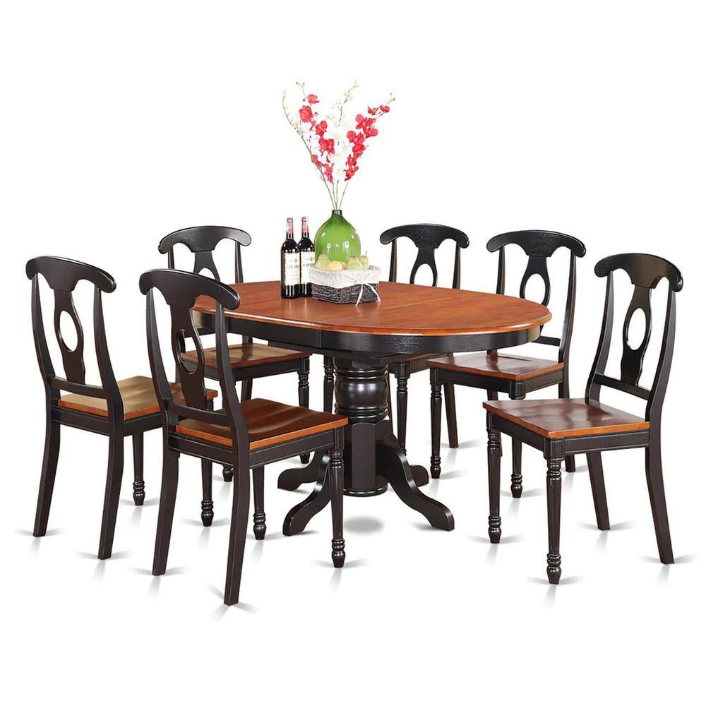 Left. East West Furniture - 7 Pc Dining room set-Oval Dining Table and 6 Dining Chairs - Black & Cherry.