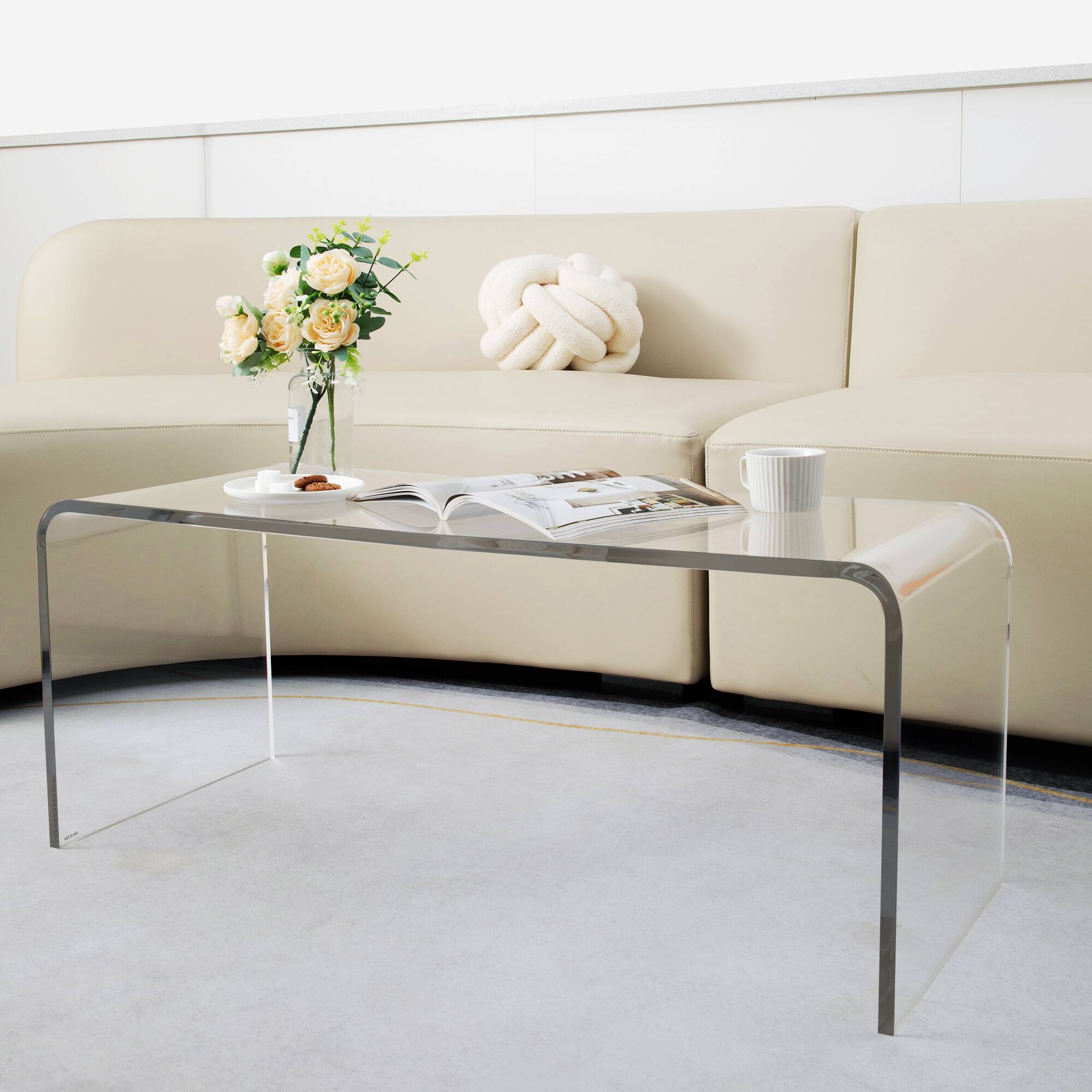 Alt View 1. Homcom - Coffee Table 39" Long Rectangle Tea Table for Living Room - Clear.