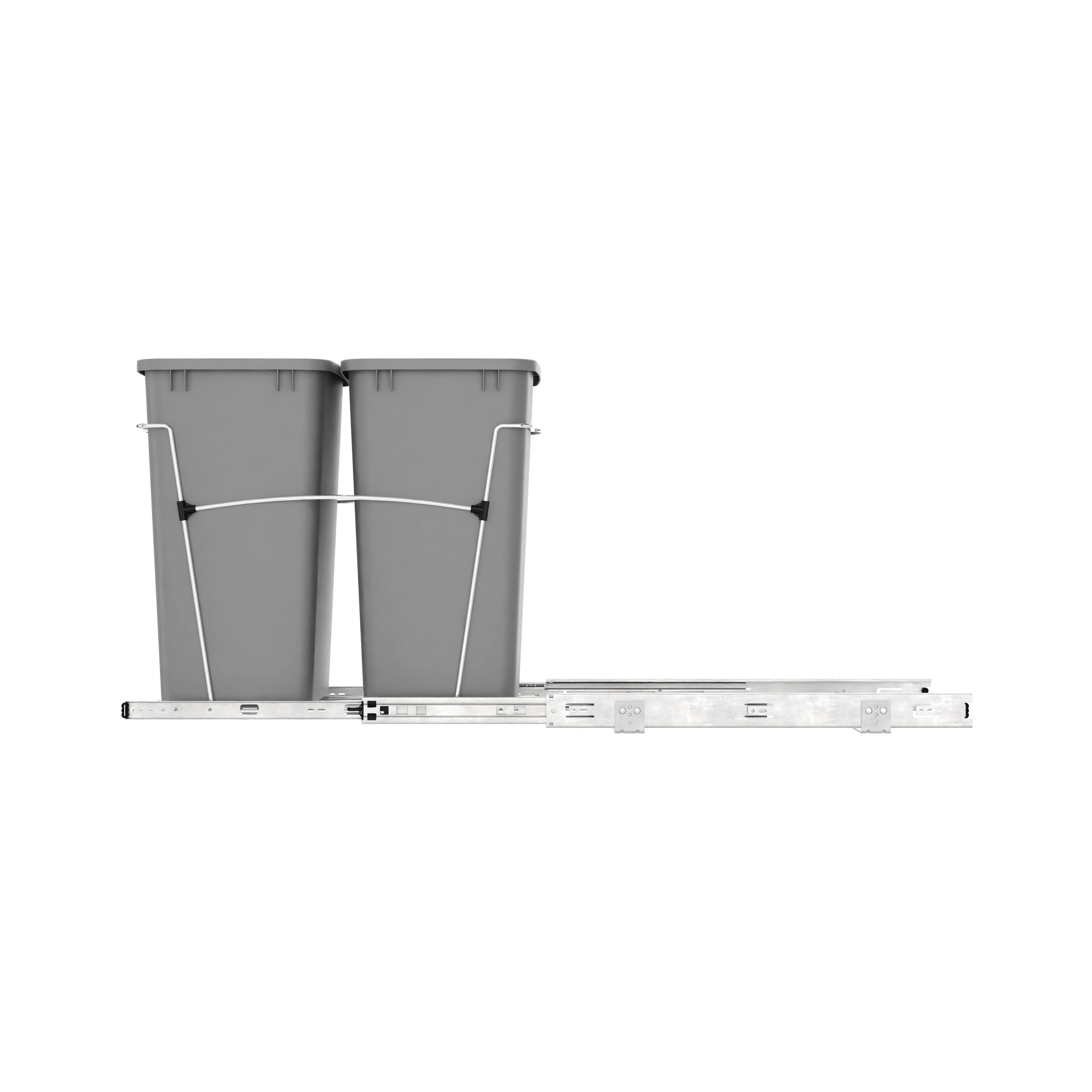 Alt View 7. Rev-A-Shelf - Rev-A-Shelf Double Pullout Trash Can 35 qt. for Kitchen, Silver, RV-18KD-17C S - Silver.