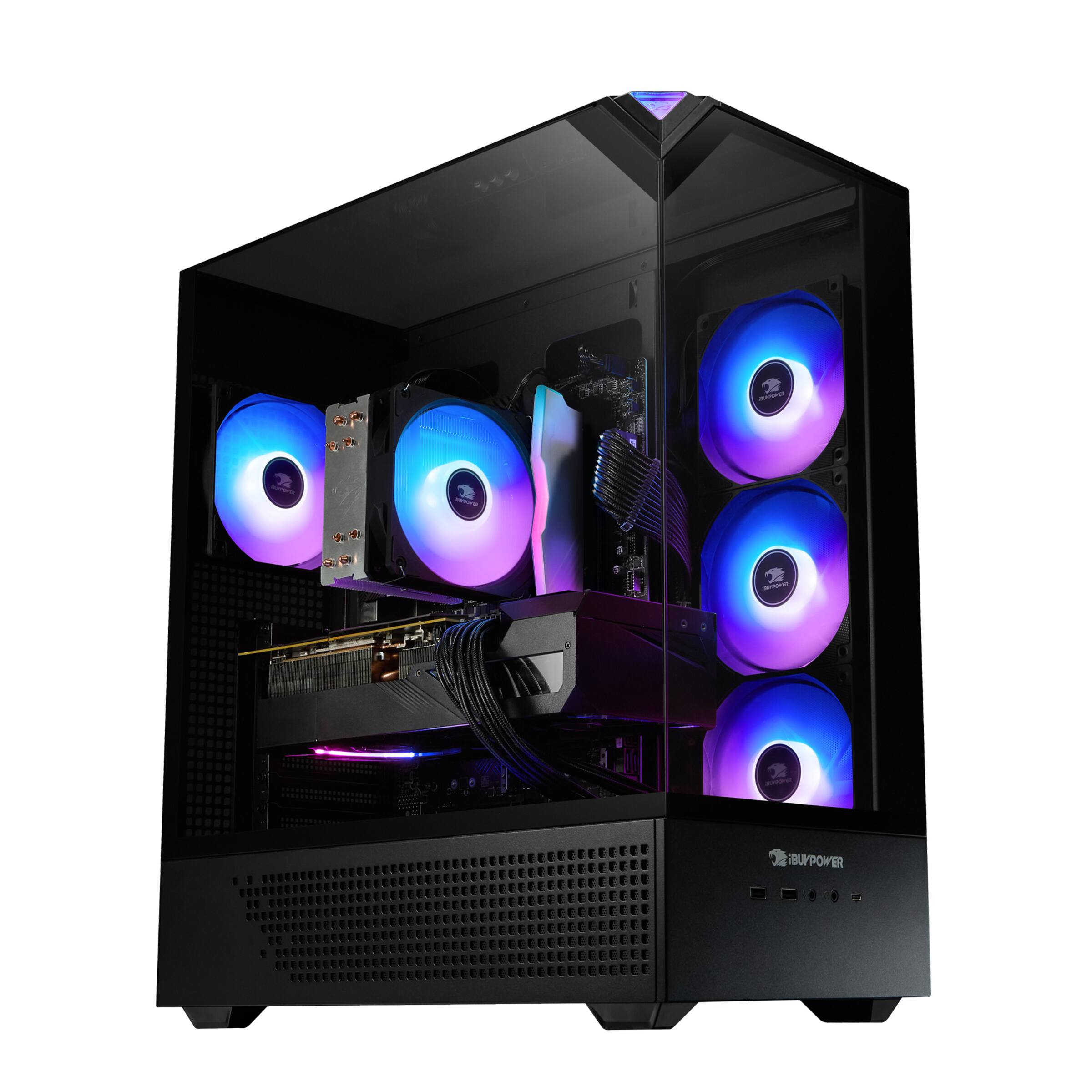 Angle. iBUYPOWER - iBUYPOWER Element Gaming PC - Ryzen 5 8400F, RX 9060XT 16GB, 16GB DDR5, 1TB SSD, Win 11, KB+Mouse - Black.