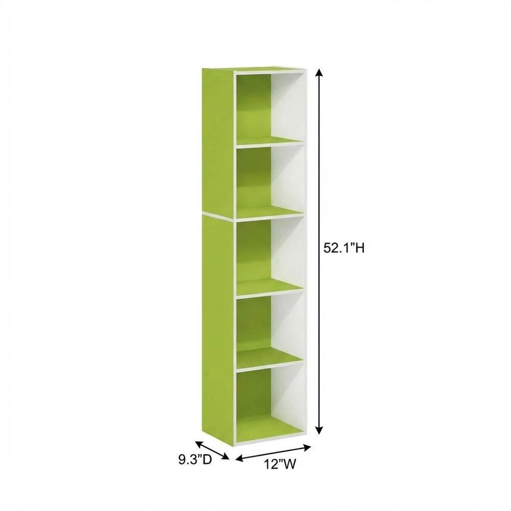 FurniFact - Green 5-Tier Open Shelf Bookcase with Wooden Construction - Green/White price history on PriceWatchPro