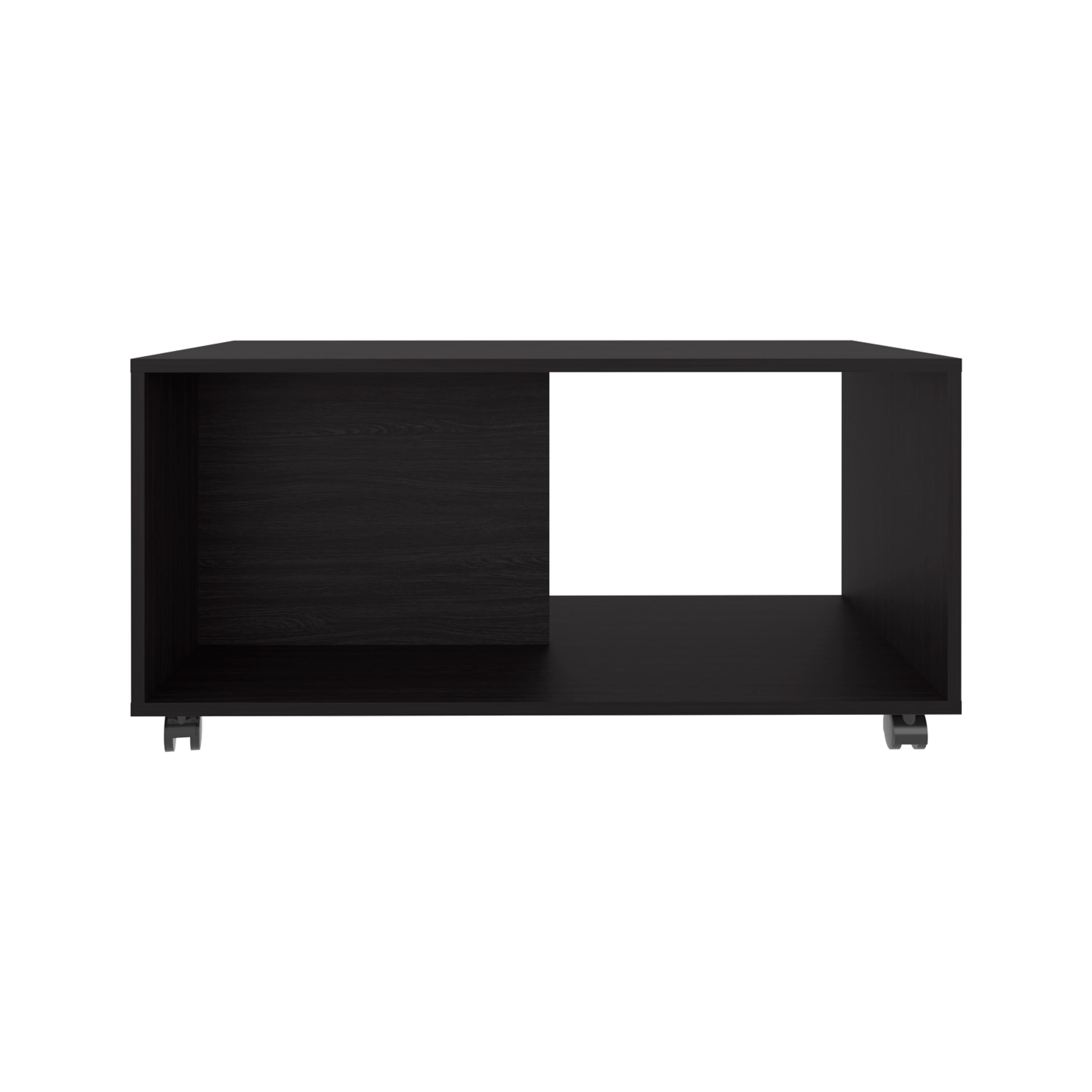 TuHome - Patrick Wide Coffee Table, Mobile, One Shelf, Rectangular, Living Room and Home - Black