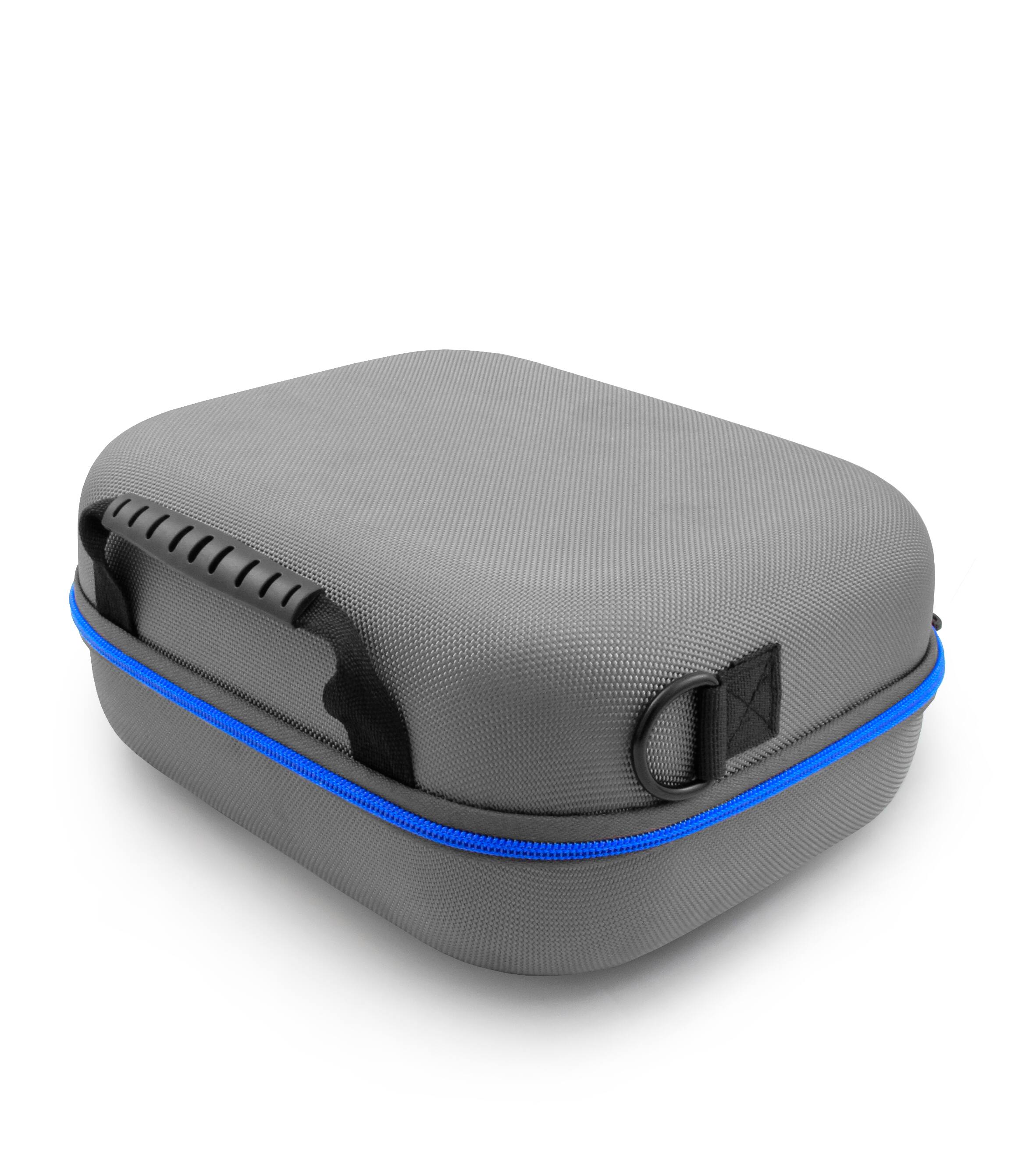 Left. CASEMATIX - Oxiline Pressure XS Pro Blood Pressure Monitor Case – Hard Shell Carrying Case with Strap, Acccessory Pocket and Handle - Gray.