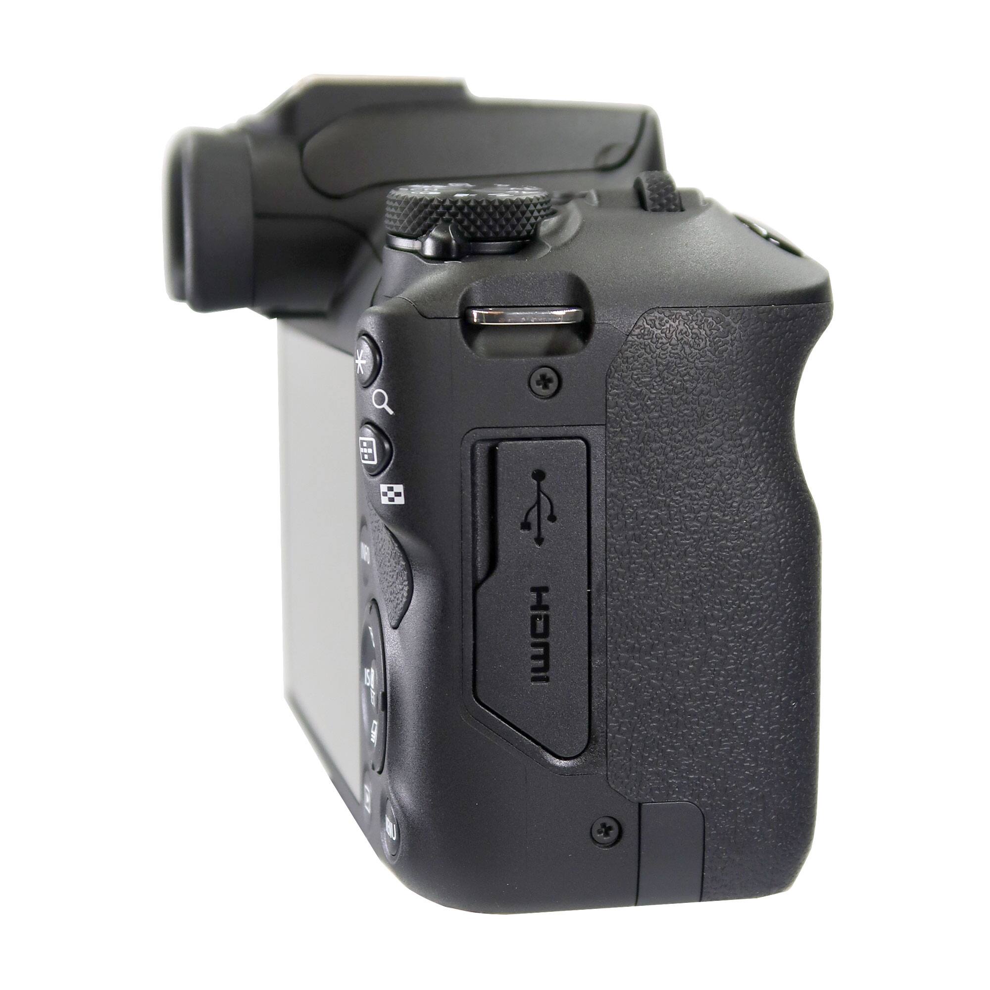 Back. Canon - Canon EOS R100 Mirrorless Camera, 18-45mm IS STM Lens + CB-E17 Battery & Charger.