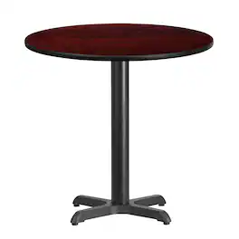 Emma + Oliver - 30" Round Laminate Table Top with 22"x22" Table Height Base - Mahogany