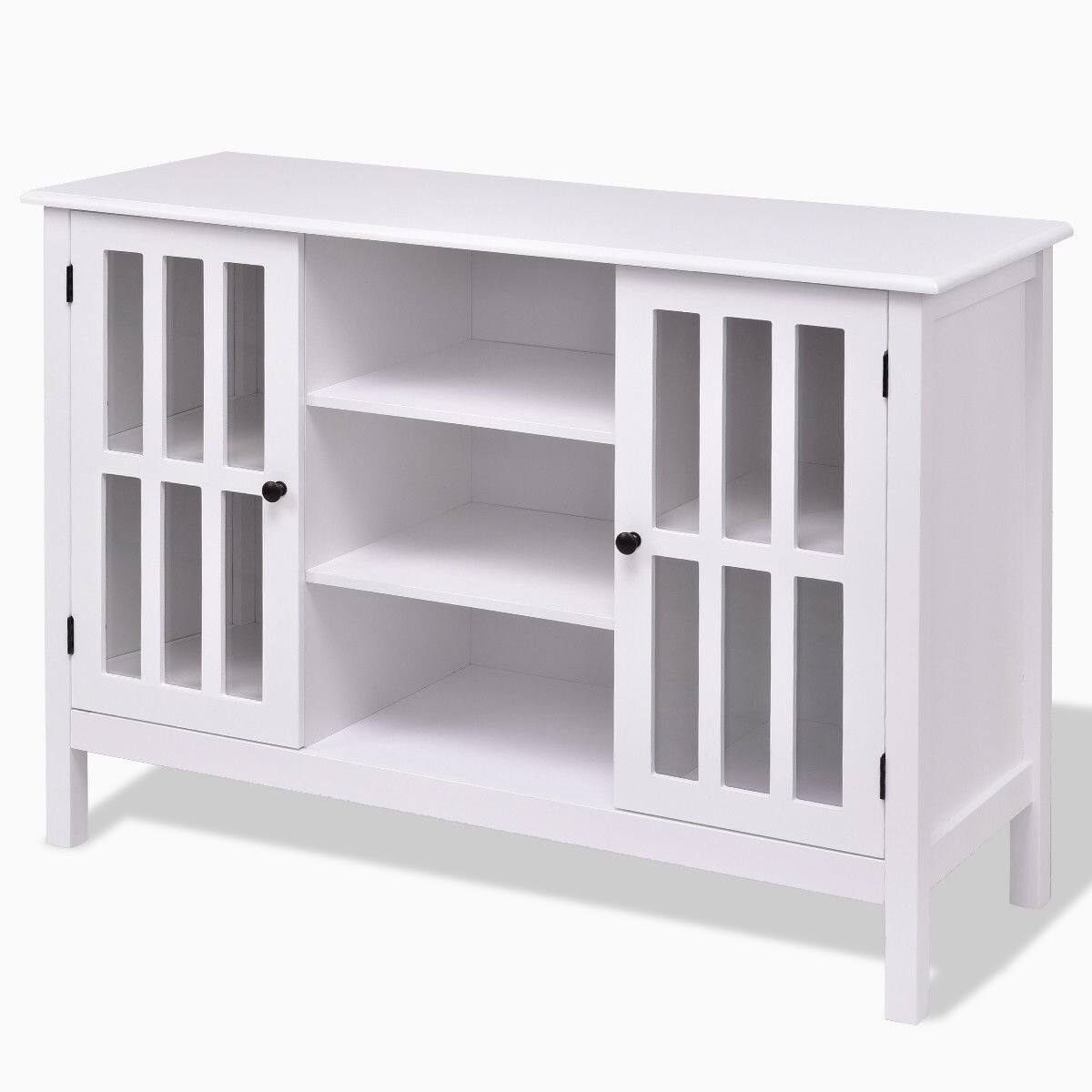 Left. Hivvago - Hivvago 43-inch TV Stand with Glass Panel Doors - White.