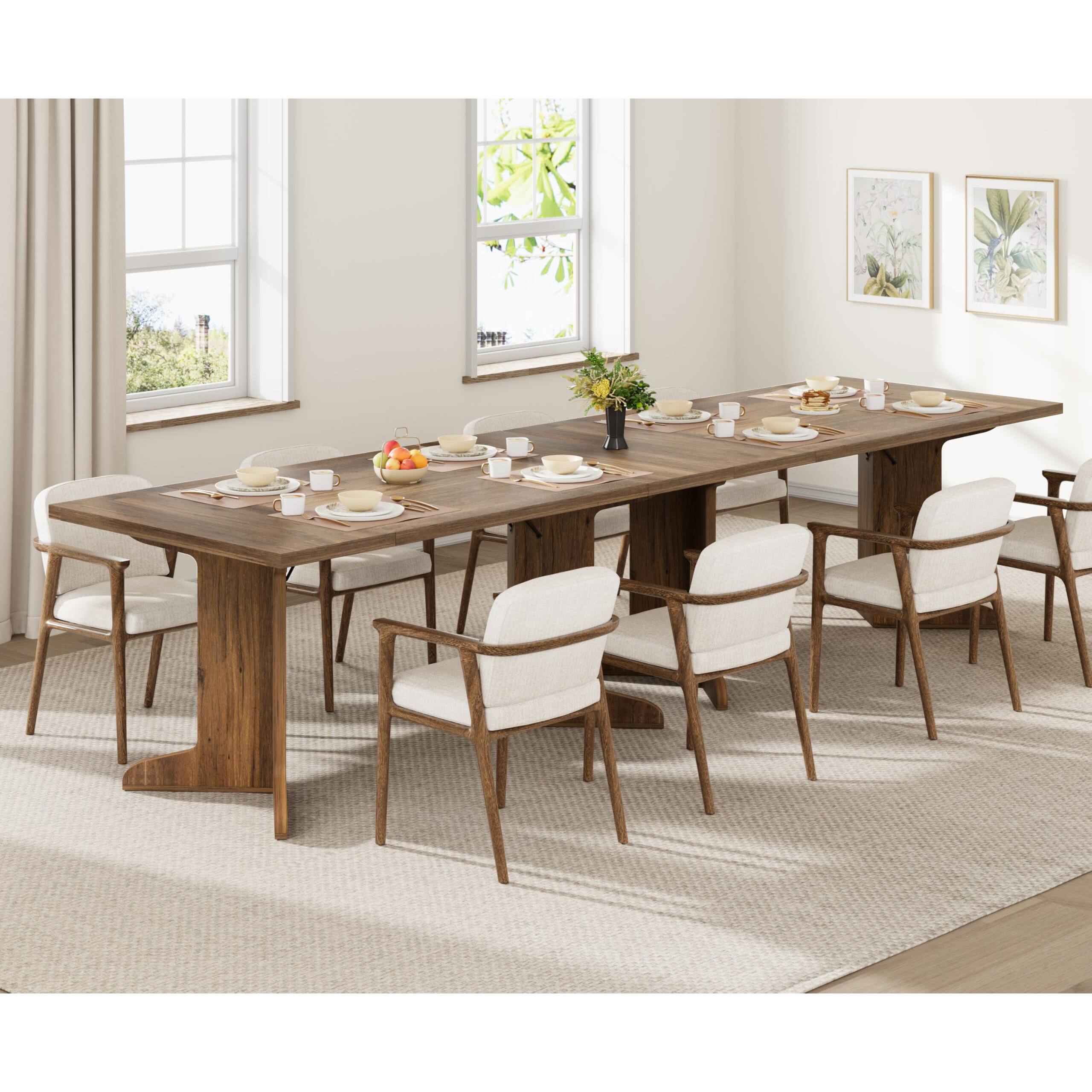 Alt View 4. Homhougo - 71" Rectangular Dining Table for 6–8 – Modern Wood-Leg Design, Kitchen or Dining Room - Walnut.