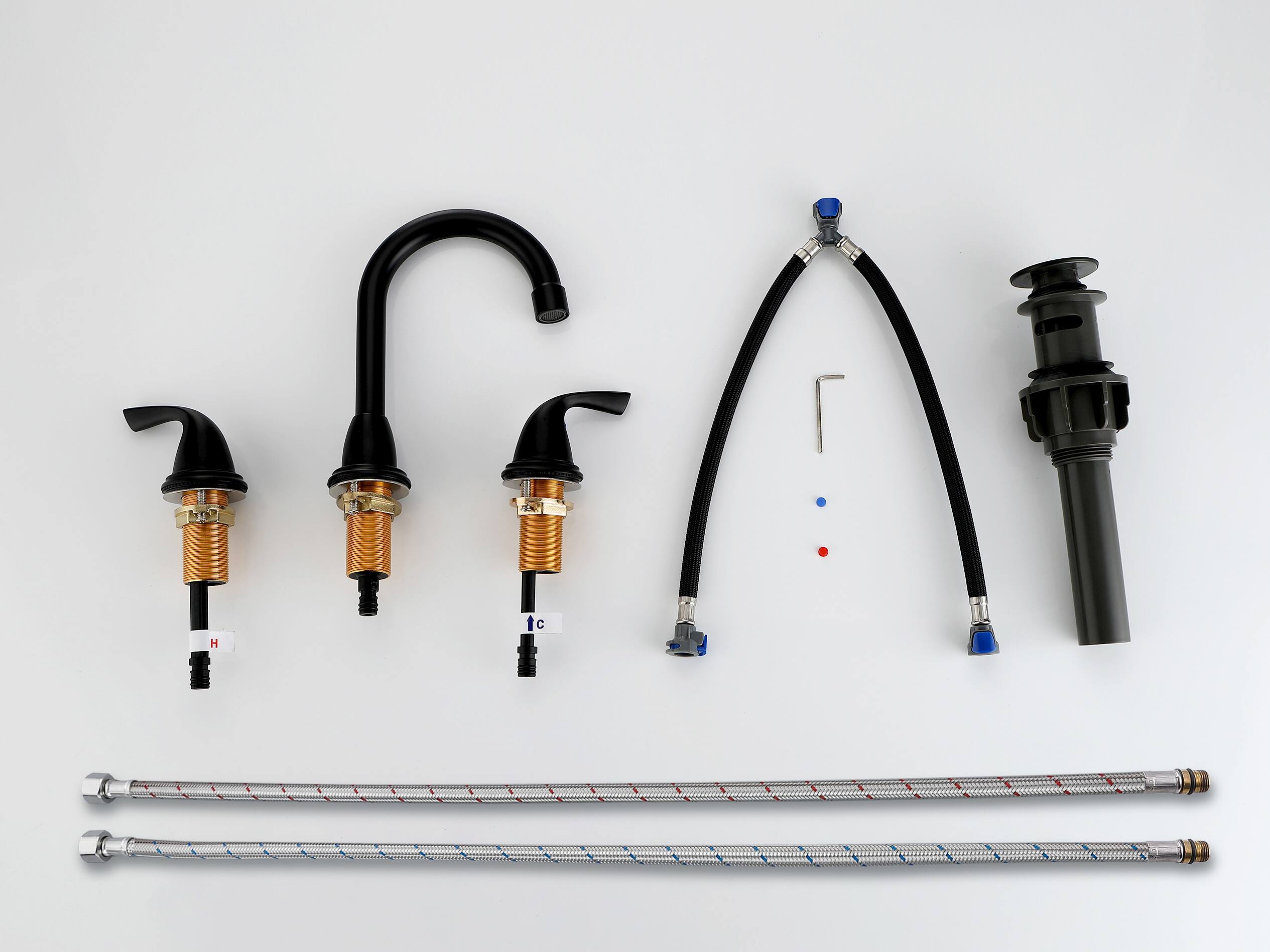 Alt View 6. Bothwa Home - Bothwa Home Bathroom Faucet For bathroom Sink  With Two Handles And Supply Lines - Matt black.