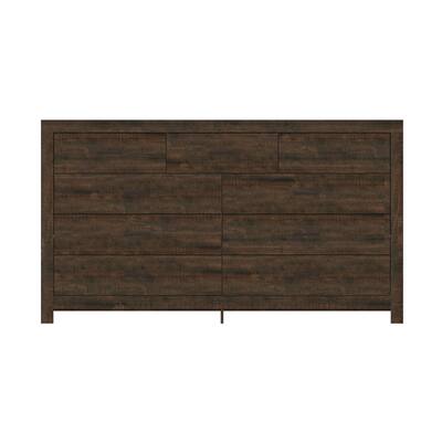 brown horizontal dresser Traditional Wooden 6-Drawer Horizontal Dresser