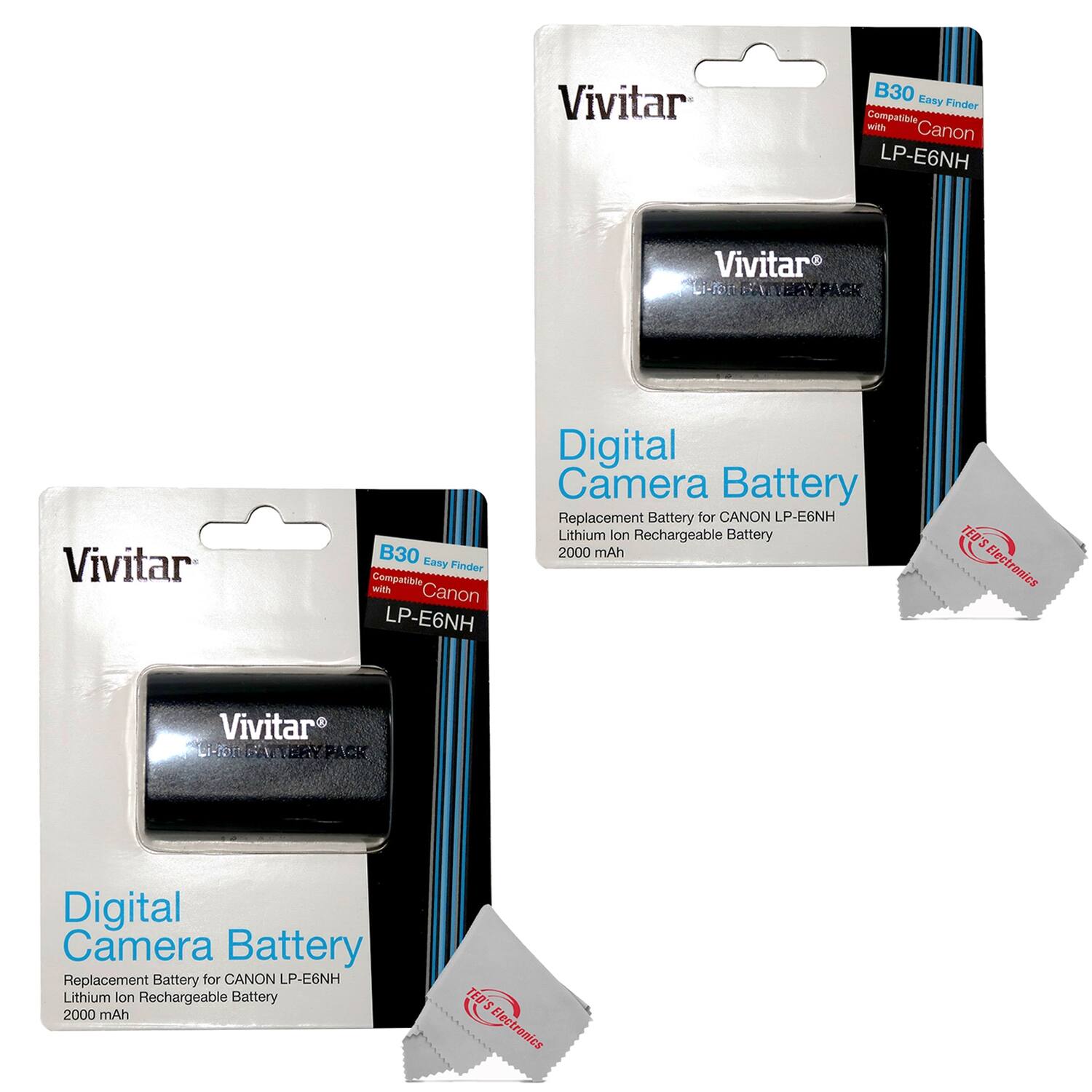 Vivitar B30 Easy Finder Compatible with Canon LP-E6NH Vivitar CIGAT ERY PACK Vivitar B30 Ensy Finder Compatible with Canon LP-E6NH Digital Camera Battery Replacement Battery for CANON LP-E6NH Lithium Ion Rechargeable Battery 2000 mAh TED'S Electronics