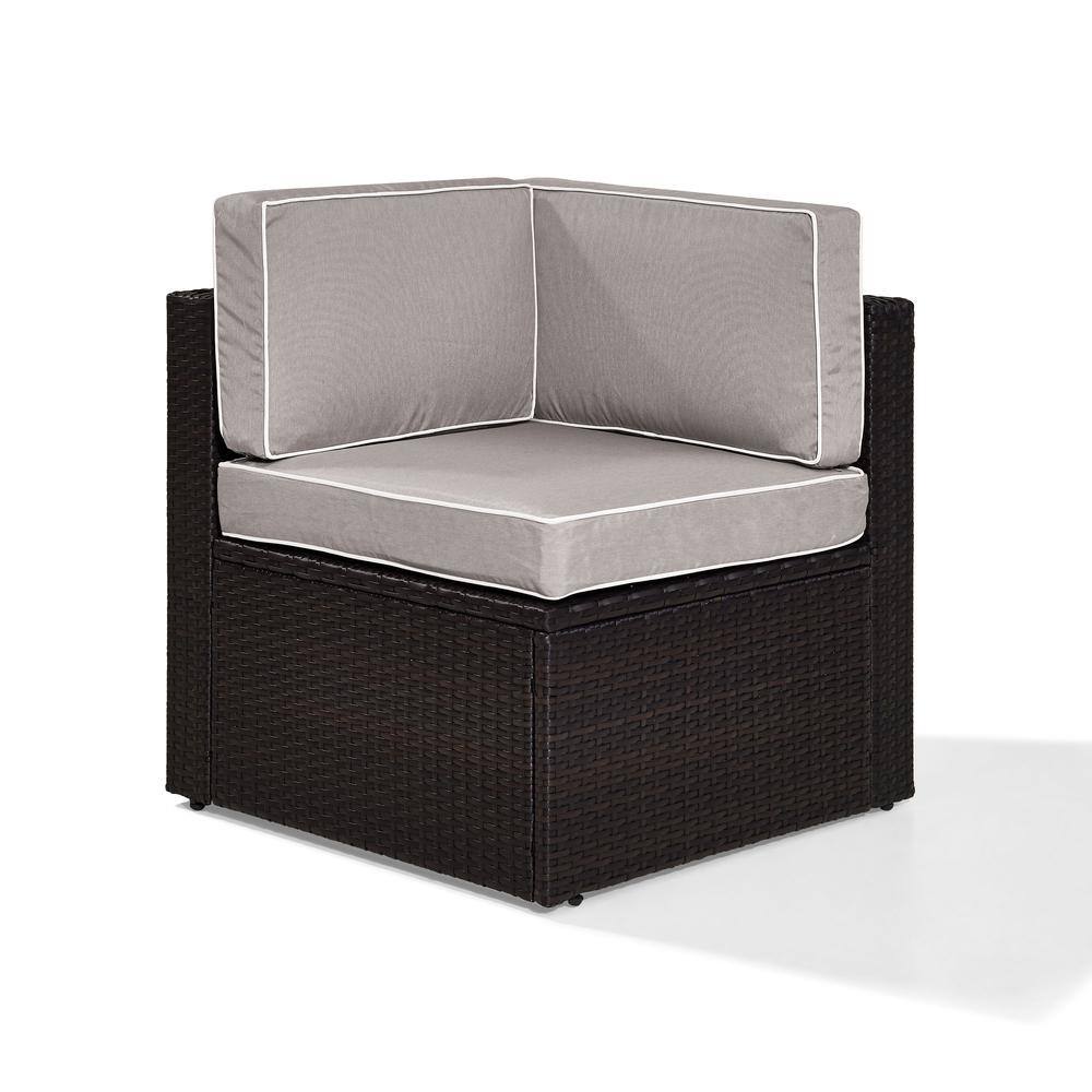 Alt View 1. Crosley Furniture - Palm Harbor Wicker Corner Outdoor Sectional Chair - Gray.