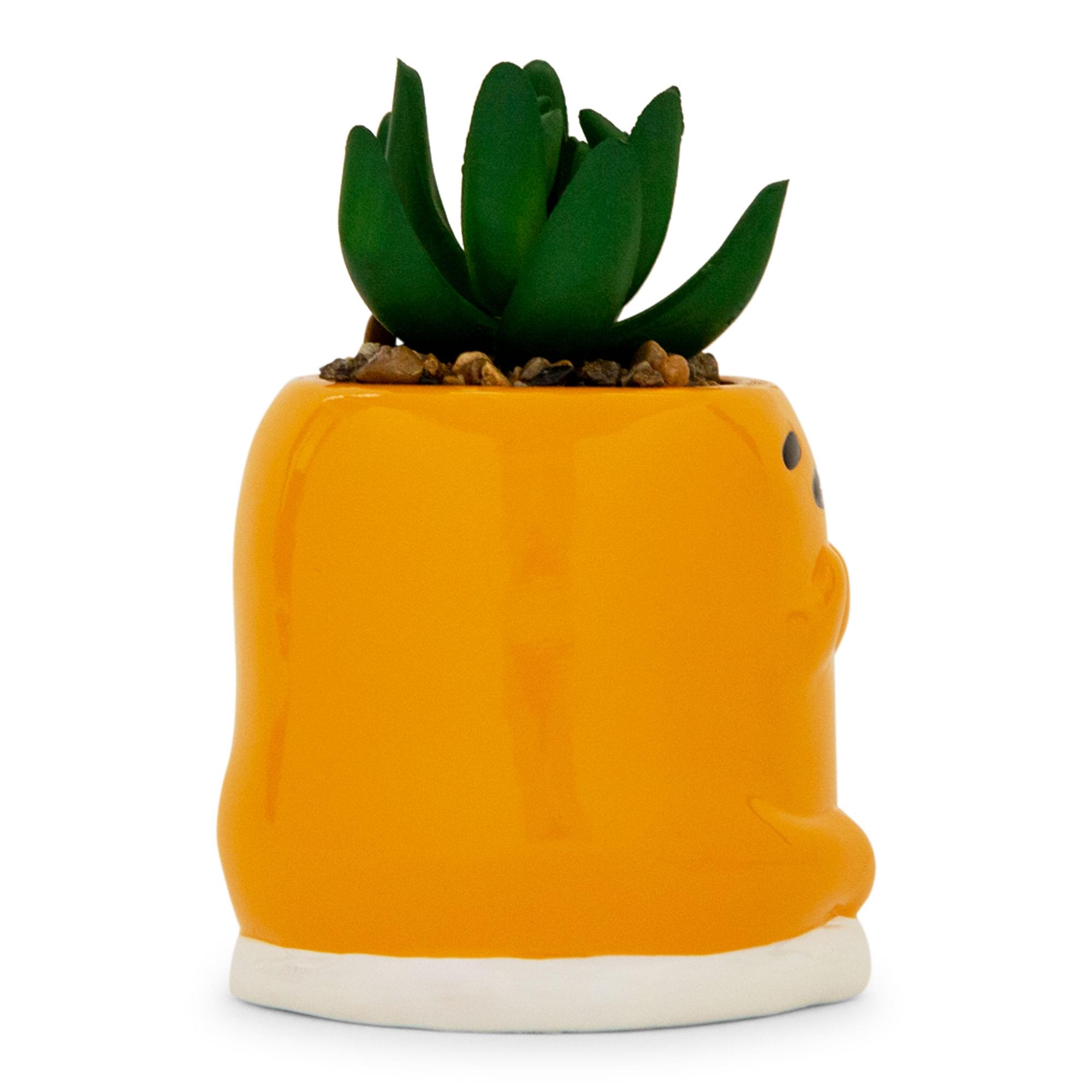 Alt View 1. Silver Buffalo - Sanrio Gudetama Meditation 3-Inch Mini Planter With Artificial Succulent - Yellow.