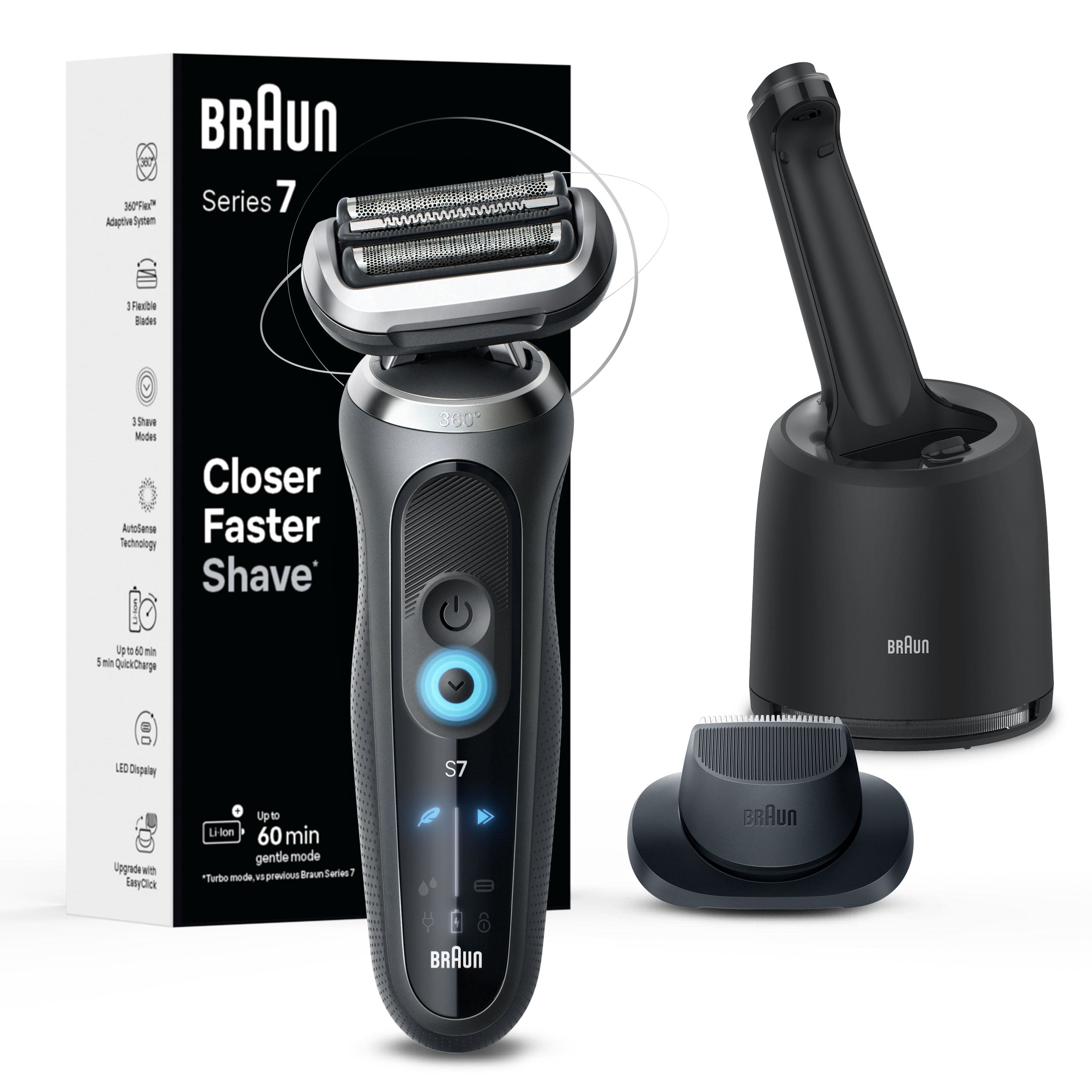 Braun Series 7 Wet/Dry Electric Shaver with Smart Center - Gray INTERNATIONAL SHIPPING