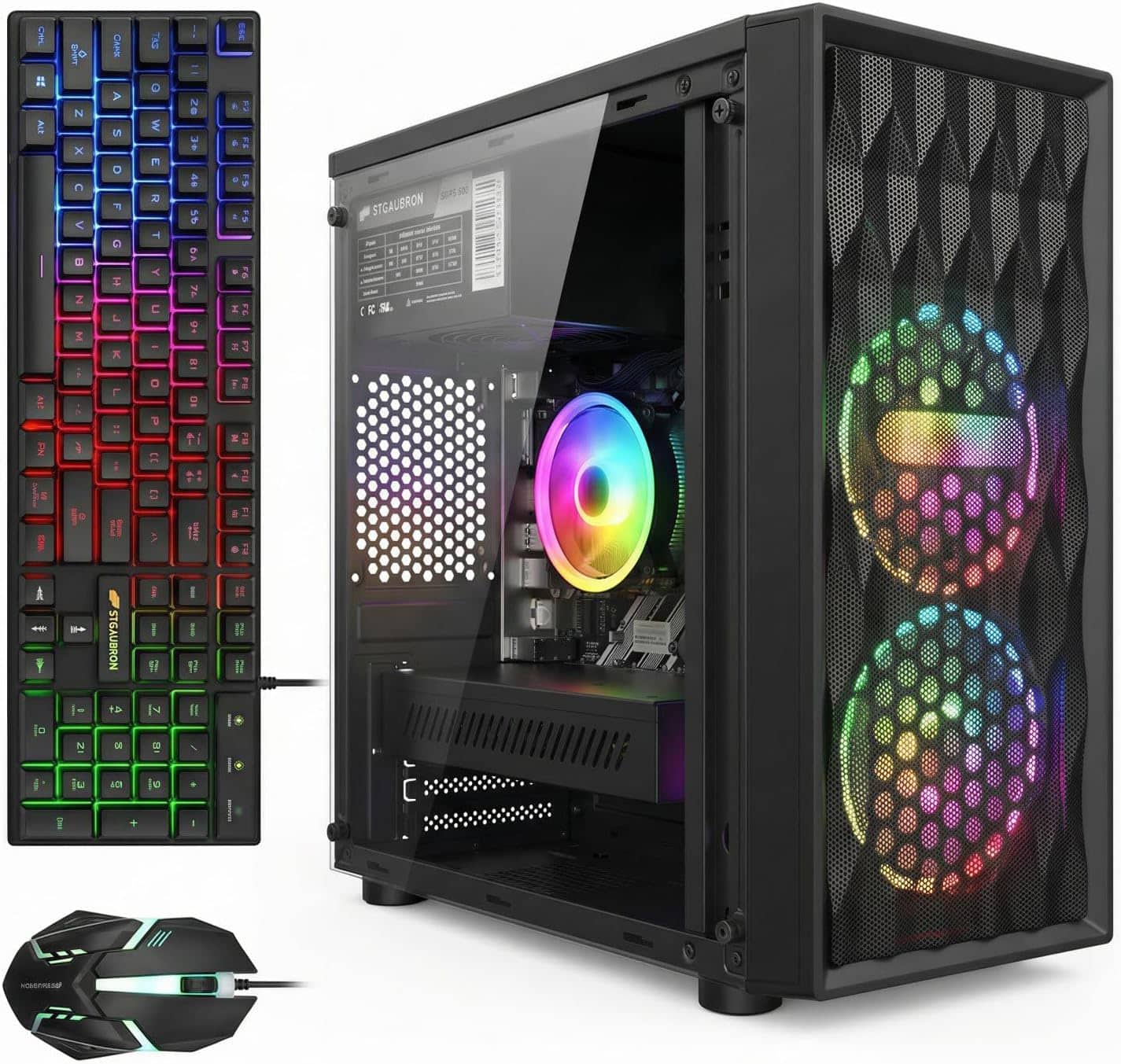 STGAubron - Gaming PC Desktop, Radeon RX 560 4G, Intel Core I7 8th up to 4.1GHz, 16G DDR4, 512G SSD, WiFi 6, Win11 Home - Black