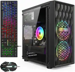 STGAubron - Gaming PC Desktop, Radeon RX 560 4G, Intel Core I7 8th up to 4.1GHz, 16G DDR4, 512G SSD, WiFi 6, Win11 Home - Black