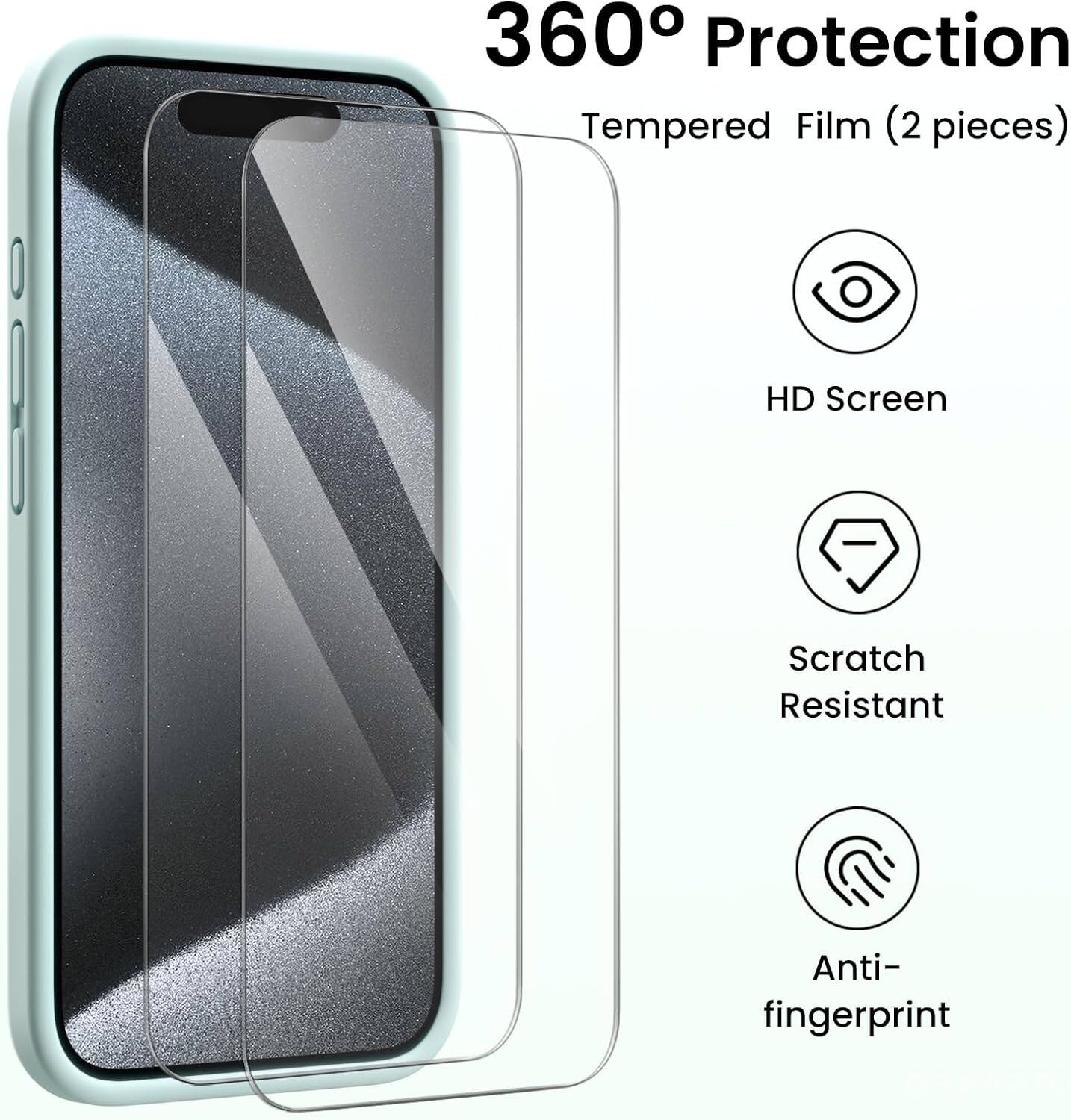 360° Protection Tempered Film (2 pieces) HD Screen Scratch Resistant Anti-fingerprint