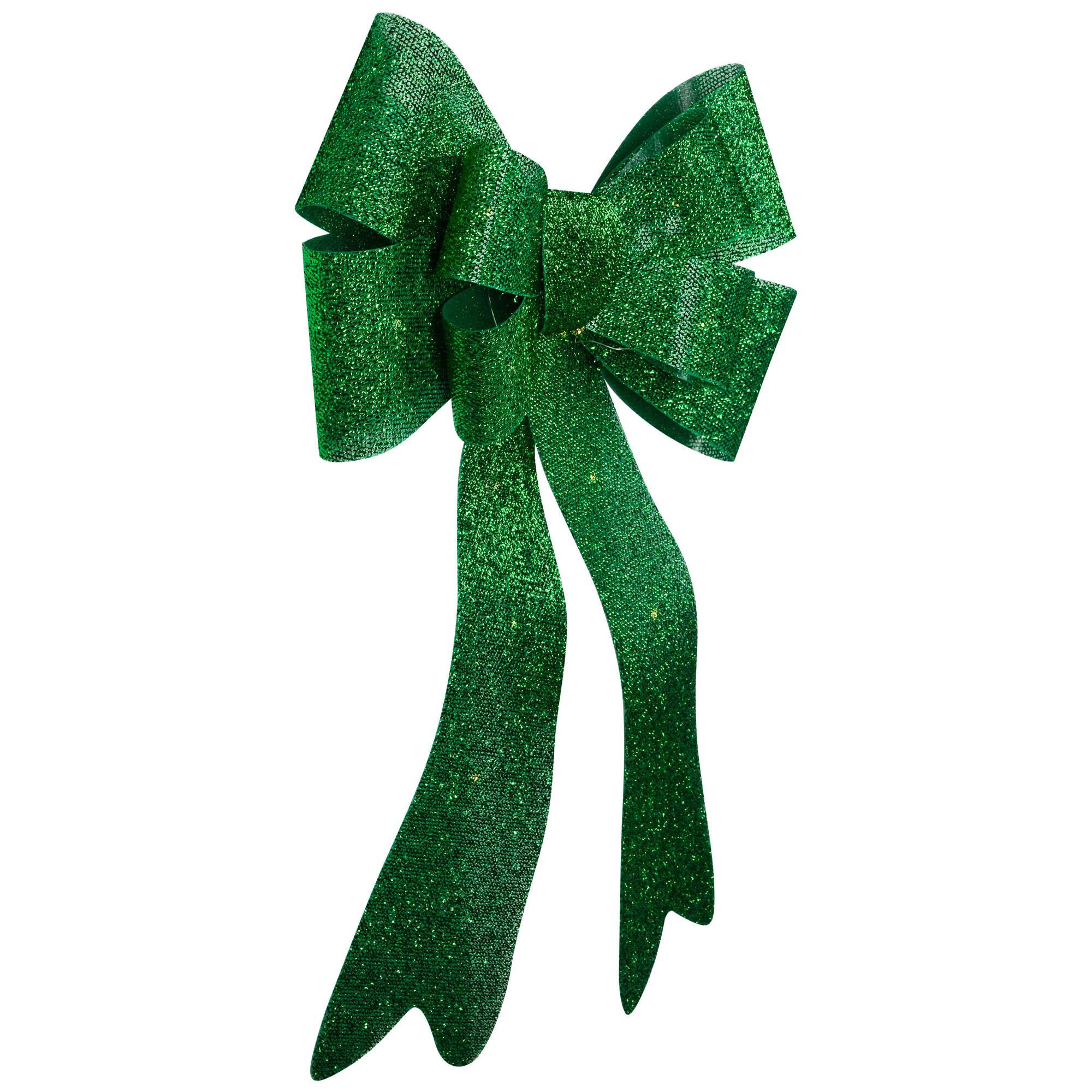 Alt View 4. Northlight - LED Lighted Tinsel Bow Christmas Decoration - 24" - Green - Green.