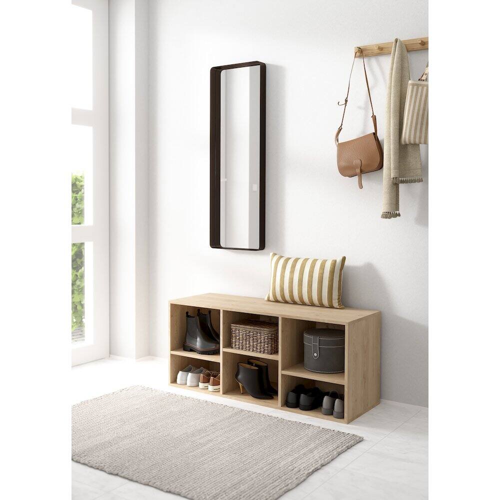 Angle. Tvilum - Hyper 6 Cubby Bench, Jackson Hickory - Brown.