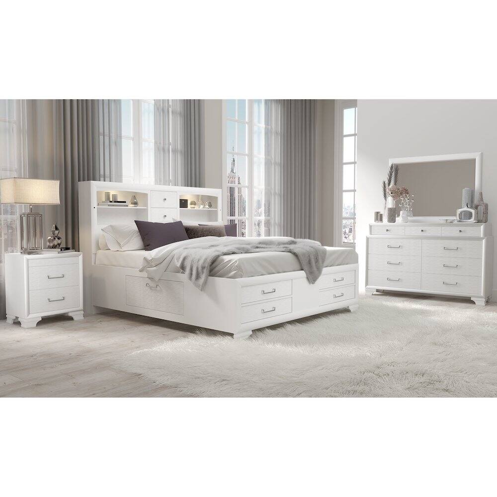 Alt View 2. Global Furniture USA - Transitional Glam Jordyn White Nightstand, White - White.
