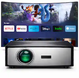 BOSS - S6A Full HD Projector | 5000 Lumens | Android, Wi-Fi, Bluetooth | HDMI, USB | Portable Design - Black