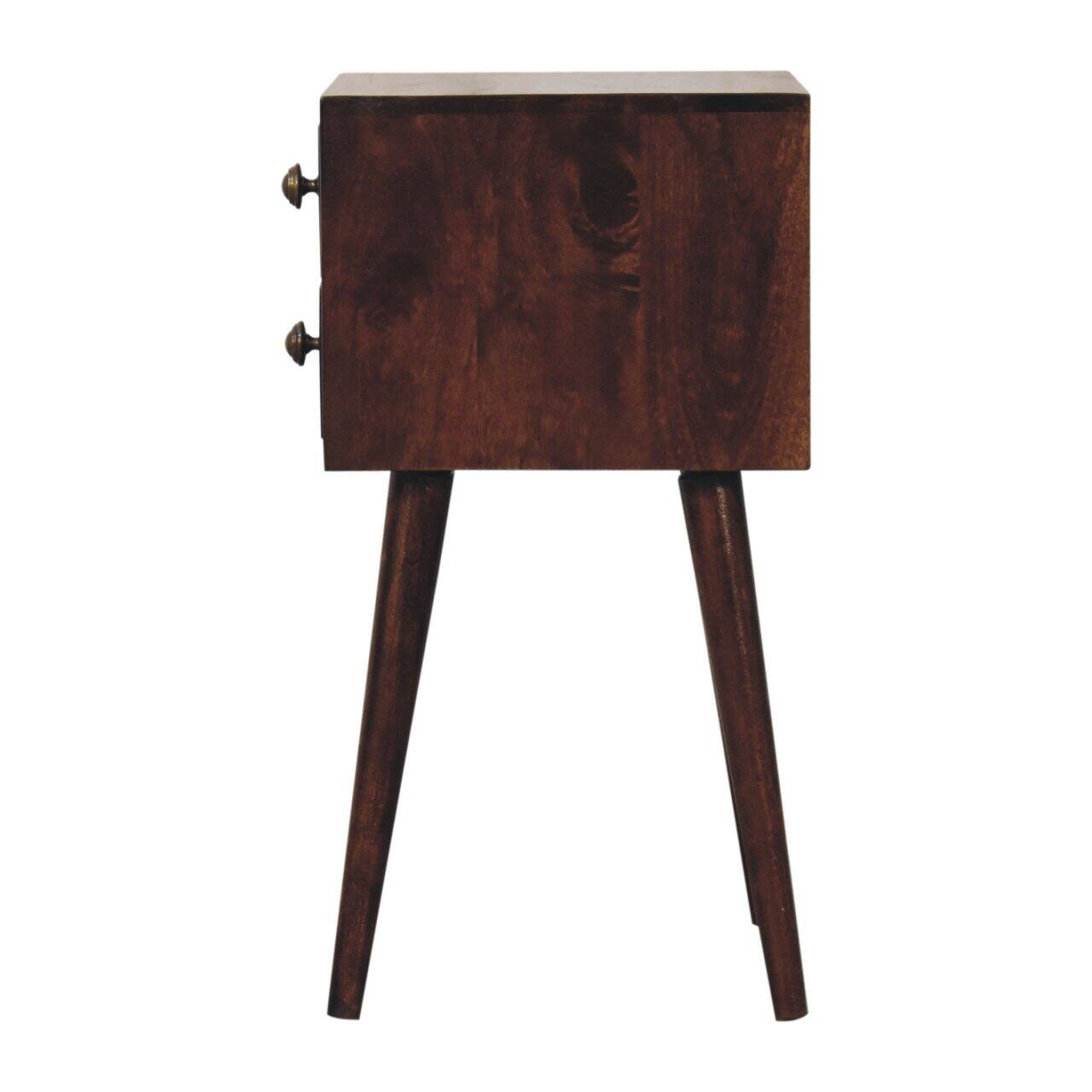 Alt View 5. Artisan Furniture - Artisan Furniture Solid Wood Mini 2 Drawer California Walnut Bedside, Dark Brown - Dark Brown.