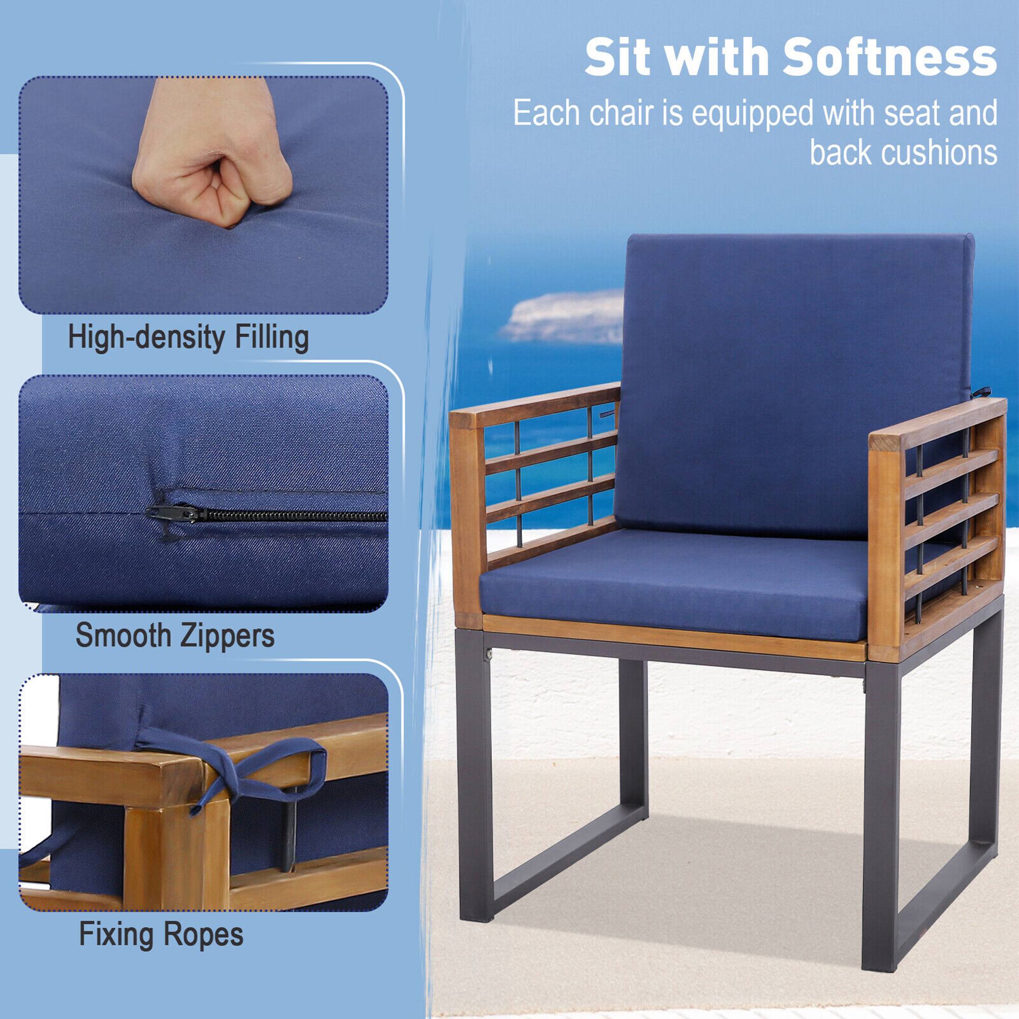 Sit with Softness  
Each chair is equipped with seat and back cushions  

- High-density Filling  
- Smooth Zippers  
- Fixing Ropes