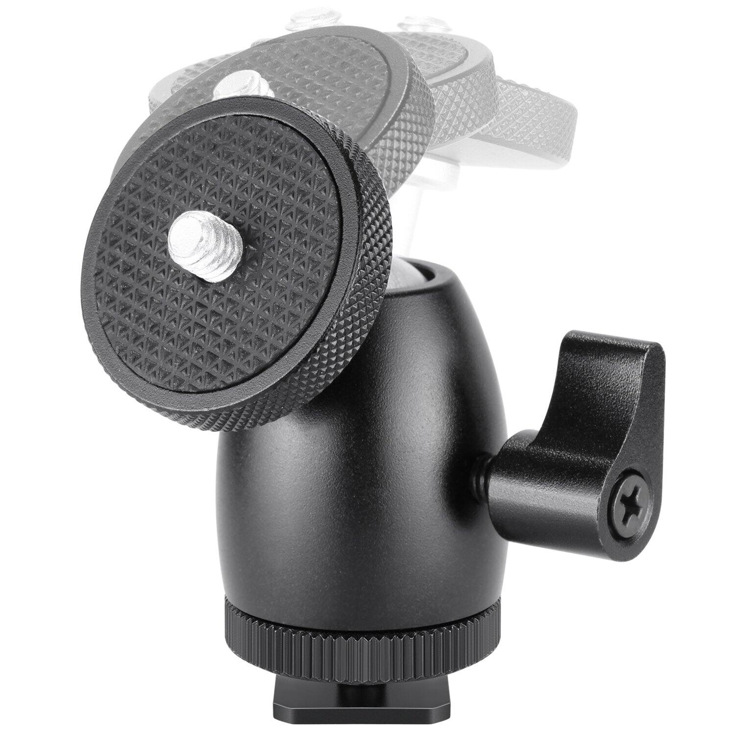Alt View 3. Neewer - Mini Ball Head Mount with Phone Holder & Hot Shoe, 1/4" Screw, 4.4lb Load - Black.