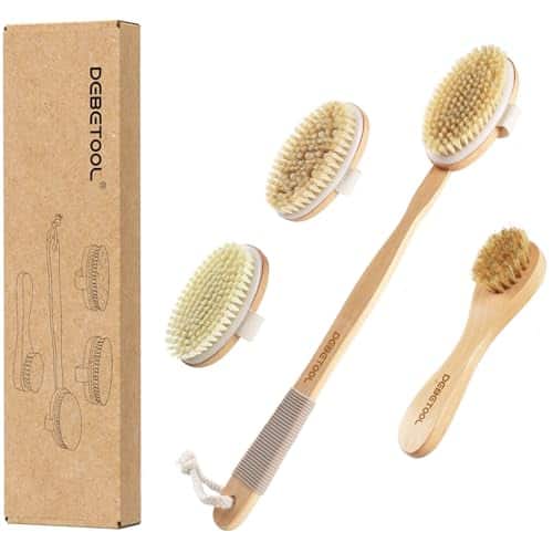 Vulpecula Spade - Dry Brushing Set - Natural Boar Bristle Body & Face Brush, Wooden Long Handle Scrub Brush for Cellulite & Lymphatic