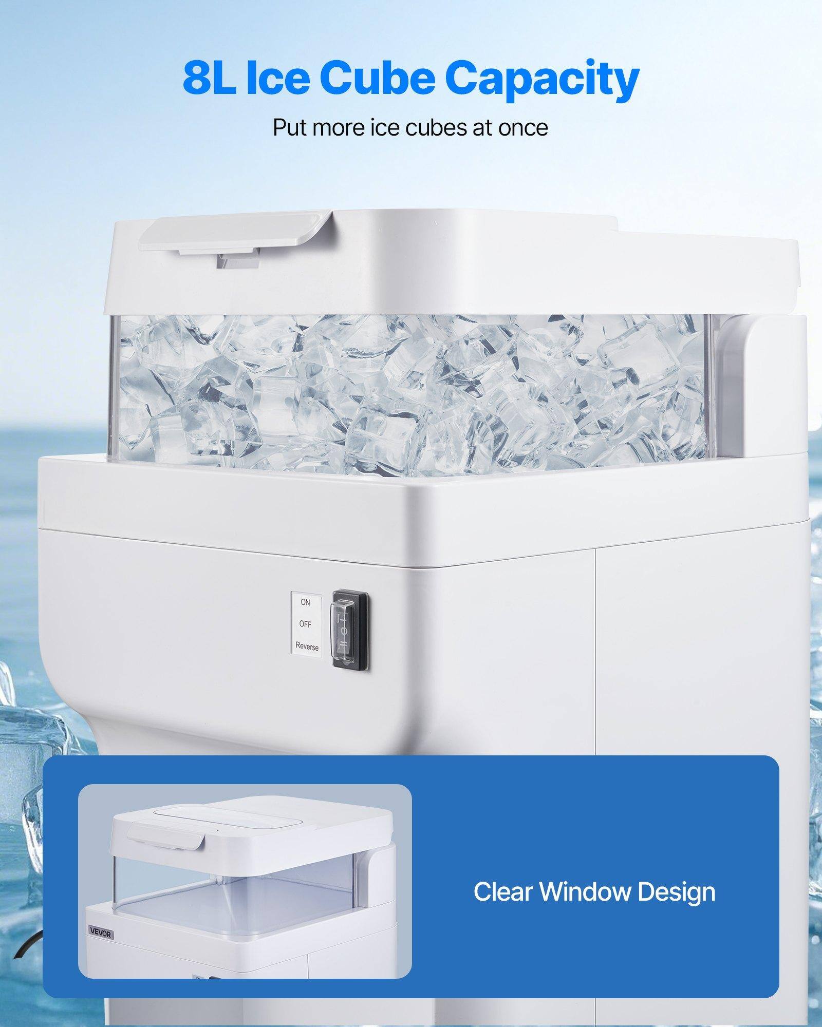 8L Ice Cube Capacity  
Put more ice cubes at once  

Clear Window Design