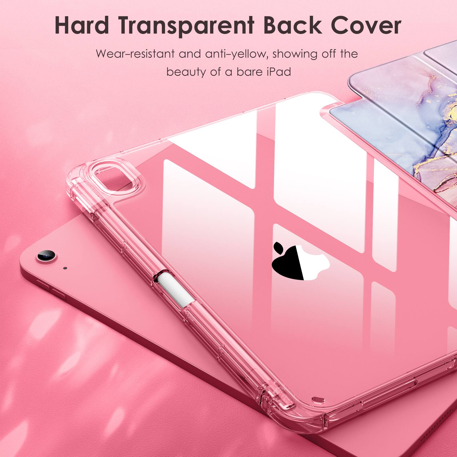 Hard Transparent Back Cover

Wear-resistant and anti-yellow, showing off the beauty of a bare iPad