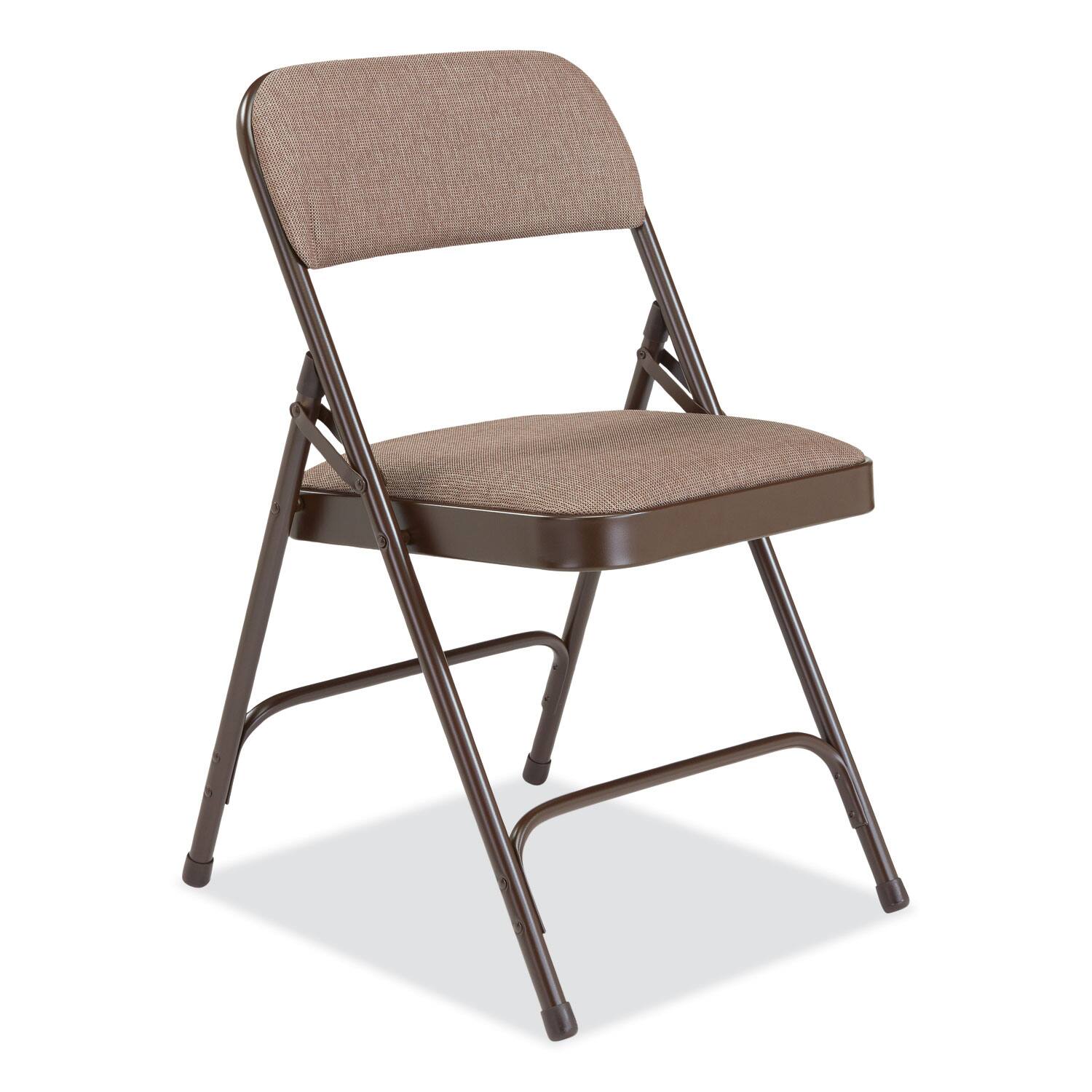 Angle. National Brand - 2200 Series Fabric Dual-Hinge Premium Folding Chair Supports Up to 500 lb Walnut Seat Walnut Back Brown Base 4/Carton - Brown.