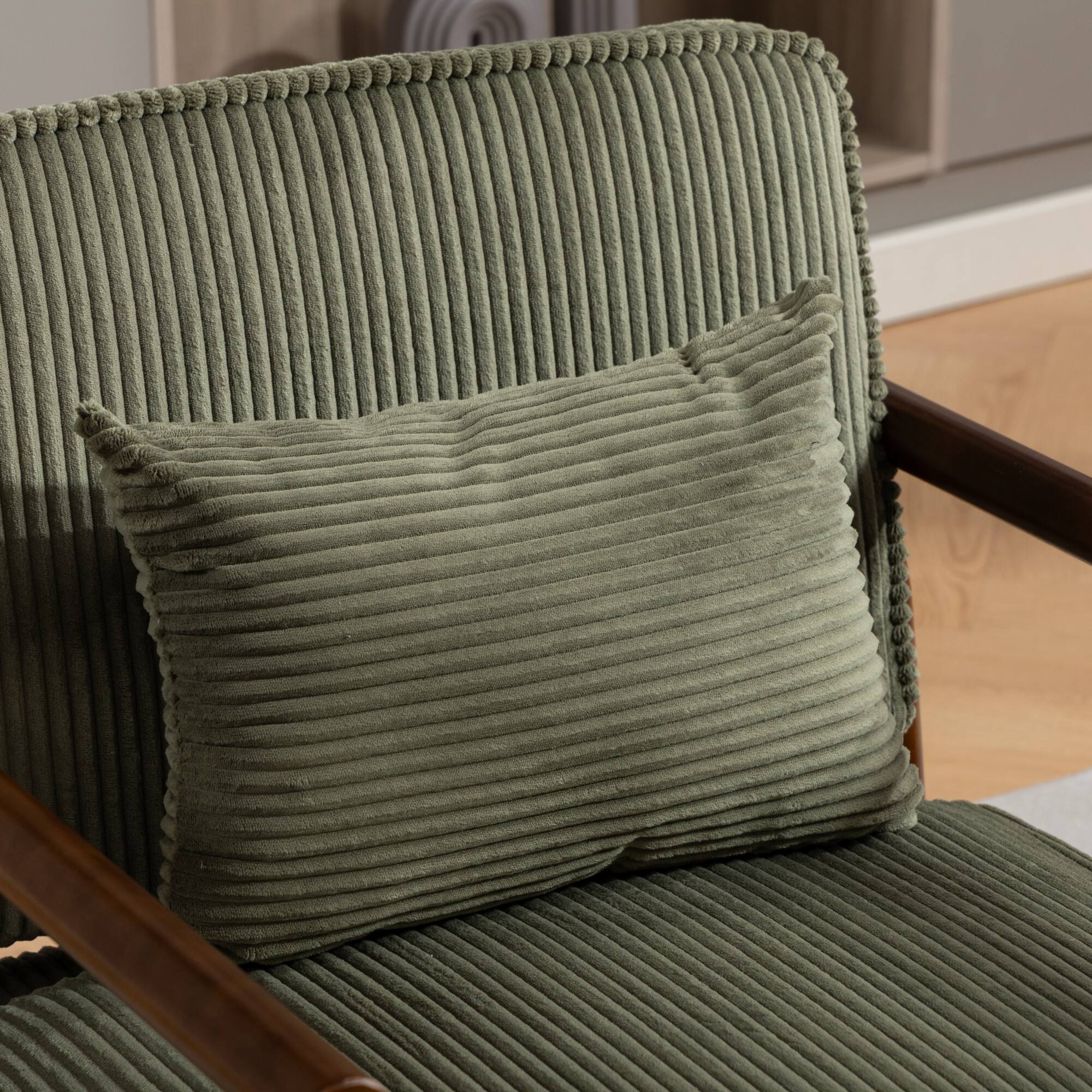 Alt View 9. GOODSILO - Modern Upholstered Accent Armchair with Hidden Storage and Waist Support Cushion for Living Room Bedroom - Antique Green.