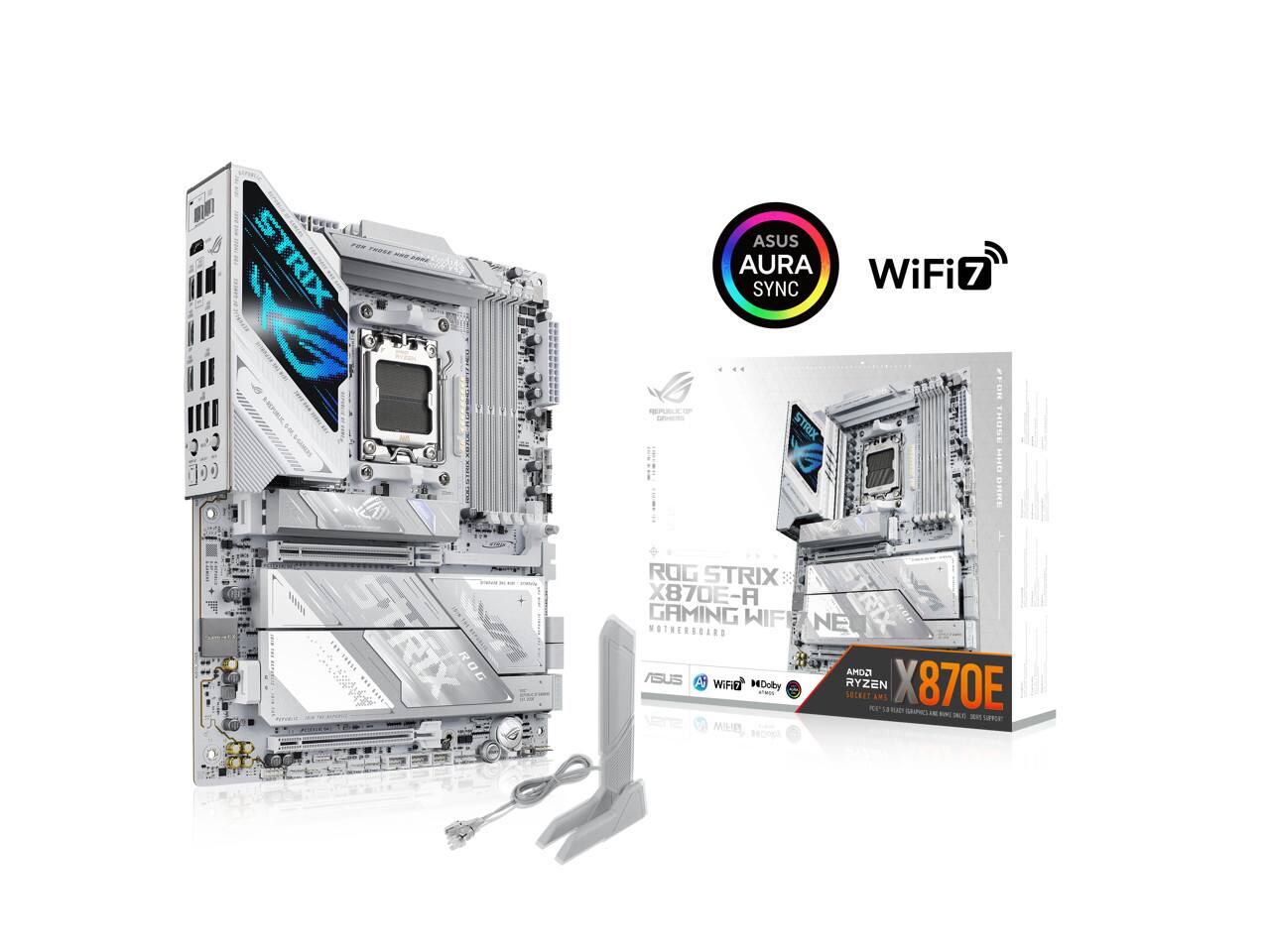 I THOSE - STRIX A - 09 AI S ROG ASUS AURA WiFi 7 SYNC : - STRIX HONE I n28 ROG STRIX X870E-A STRIX GAMING WIFI NE ROE HOTHERBOARD IGOMA ASUS A WIFD MDolby RYZEN X870E C SOCKET AN  ia SAP SAS - - INE - S vene MIHR HpA
