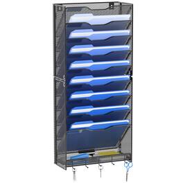 Dapper Styles - 15 Tier Wall File Organizer With Hooks Hanging Holder Mount Paper Folder For Office Magazine Rack - 10 Pocket