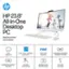 The text on the image is already grouped and correctly formatted. It reads:

"hp HP 23.8" All-in-One Desktop PC Best for school and hobbies intel CORE i5-1235U processor intel UHD Graphics 8 GB DDR4-3200 MHz SDRAM (1 x 8 GB) SSD 512 GB PCle NVMeM M.2 SSD FHD IPS touchscreen HP Wide Vision FHD IR camera -5 to 20 tilt angle"