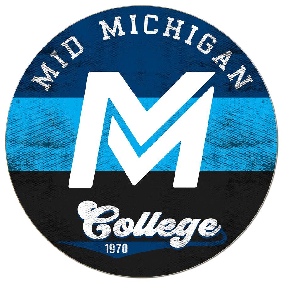 Jardine Mid Michigan College 20'' x 20'' Retro Logo Circle Sign Navy