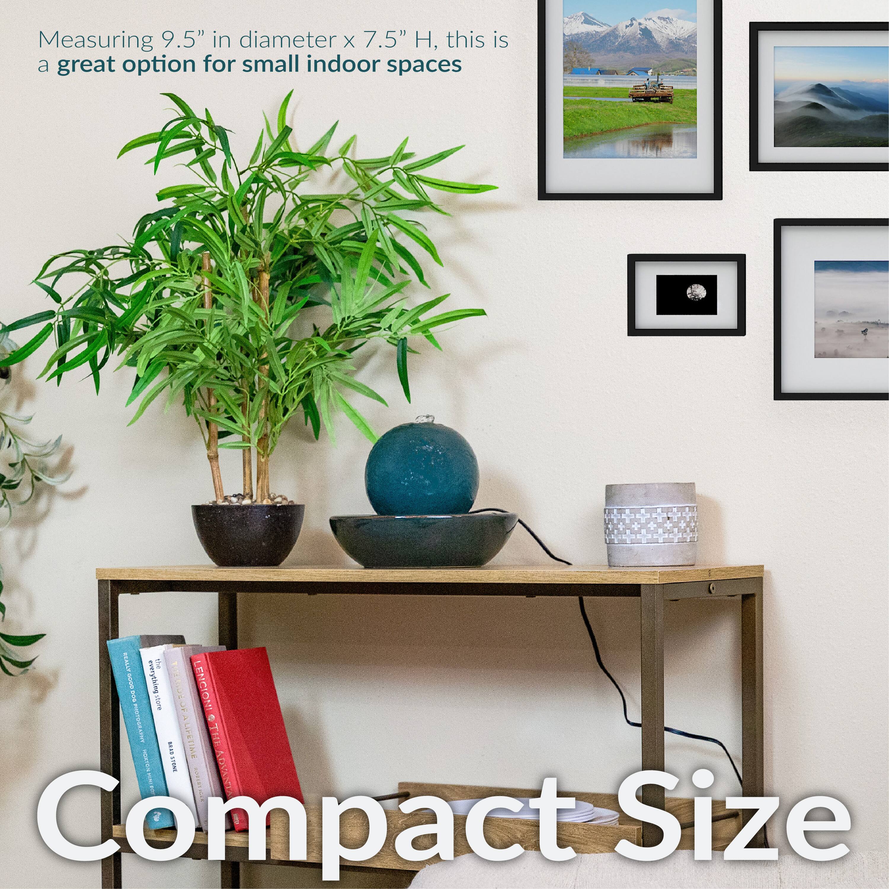 Measuring 9.5" in diameter x 7.5" H, this is a great option for small indoor spaces.

Compact Size