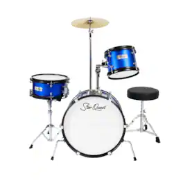 StarQuest - Junior 3-Piece Drum Set – Premium Metallic Blue Finish with Bass, Snare, Tom and Crash Cymbal – Perfect for - "NA"