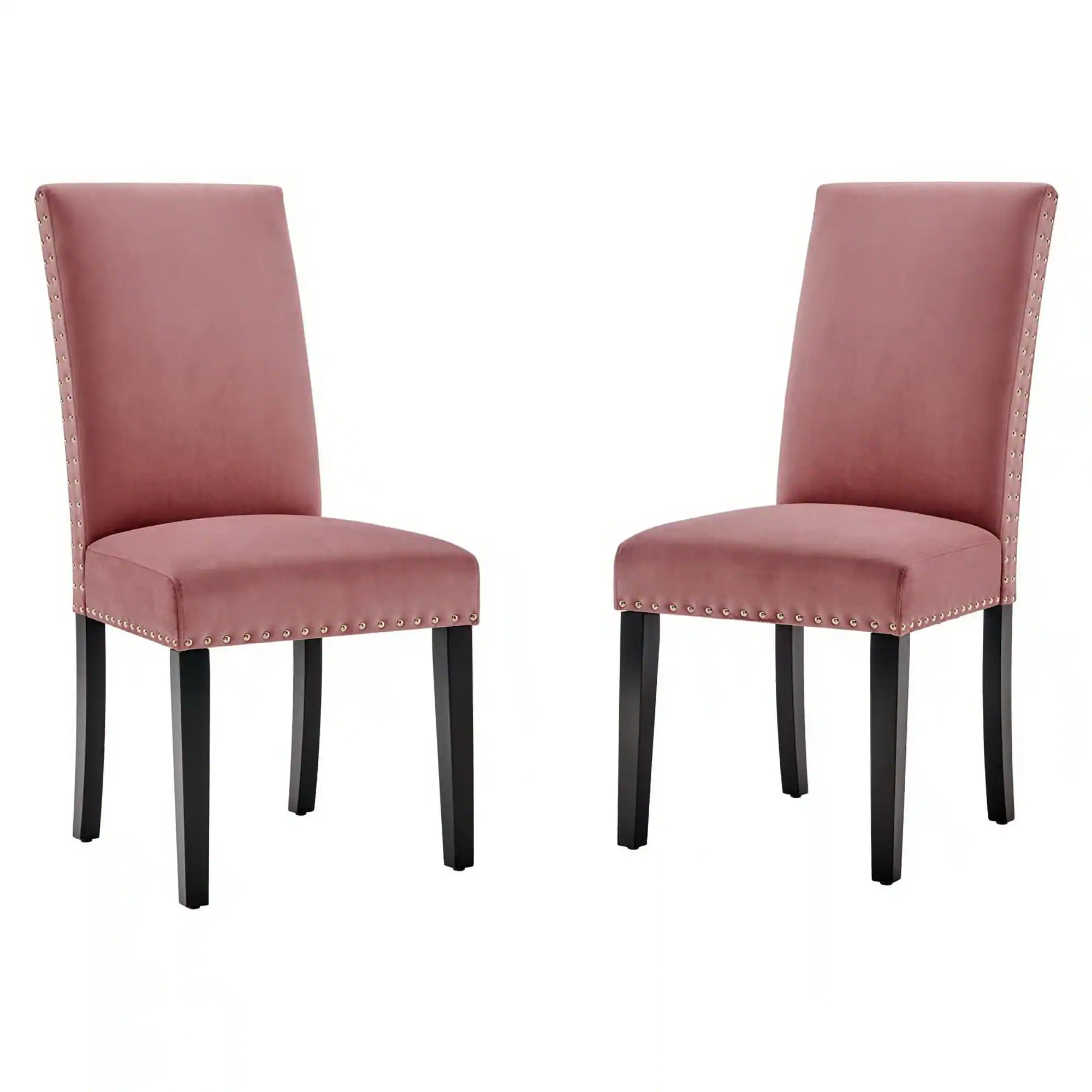 Angle. Modway - Parcel Performance Velvet Dining Side Chairs Set of 2 by Modway - Dusty Rose.