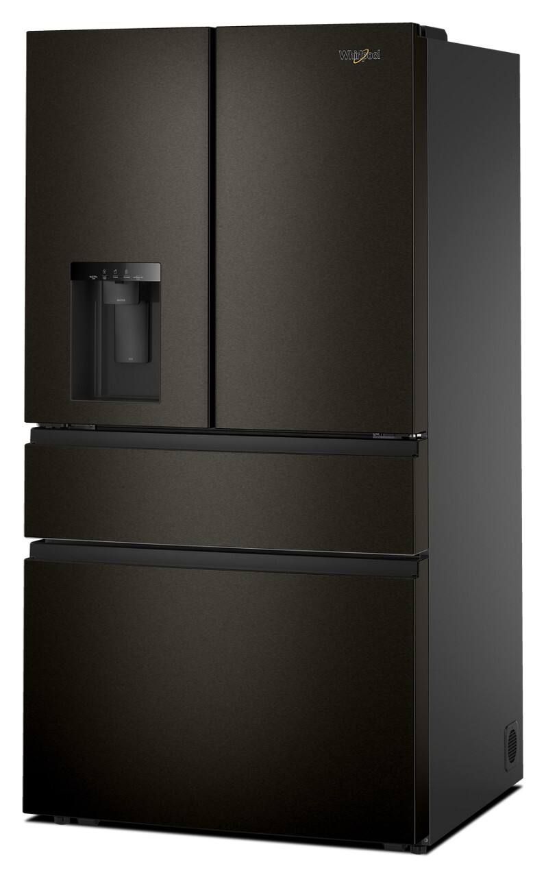 Angle. Whirlpool - 29 Cu. Ft. Family-Sized Capacity French Door Refrigerator with Flexible Temperature Drawer - Print Resist Blk Stnlss.