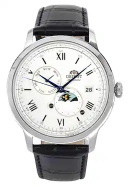 Orient - Bambino Version 9 Sun And Moon Phase Dial RA-AK0802S10B Mens Watch - White