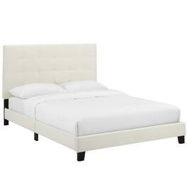 Modway - Melanie Tufted Button Upholstered Performance Velvet Queen Platform Bed - White
