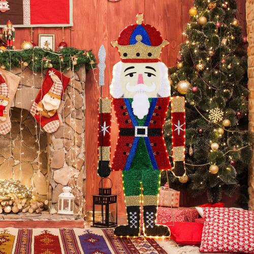 Alt View 8. Winado - 5.5FT Christmas Nutcracker Soldier Pre-lit 2D Waterproof with LED Lights for Indoor Outdoor Party Holiday Decorations - Multicolor.