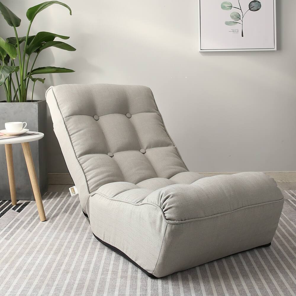 Back. Loheer - Loheer Adjustable Floor Chair Japanese Tatami Lazy Sofa Reclining Single Sofa with 4-Segment Backrest for Gaming Reading - Gray.