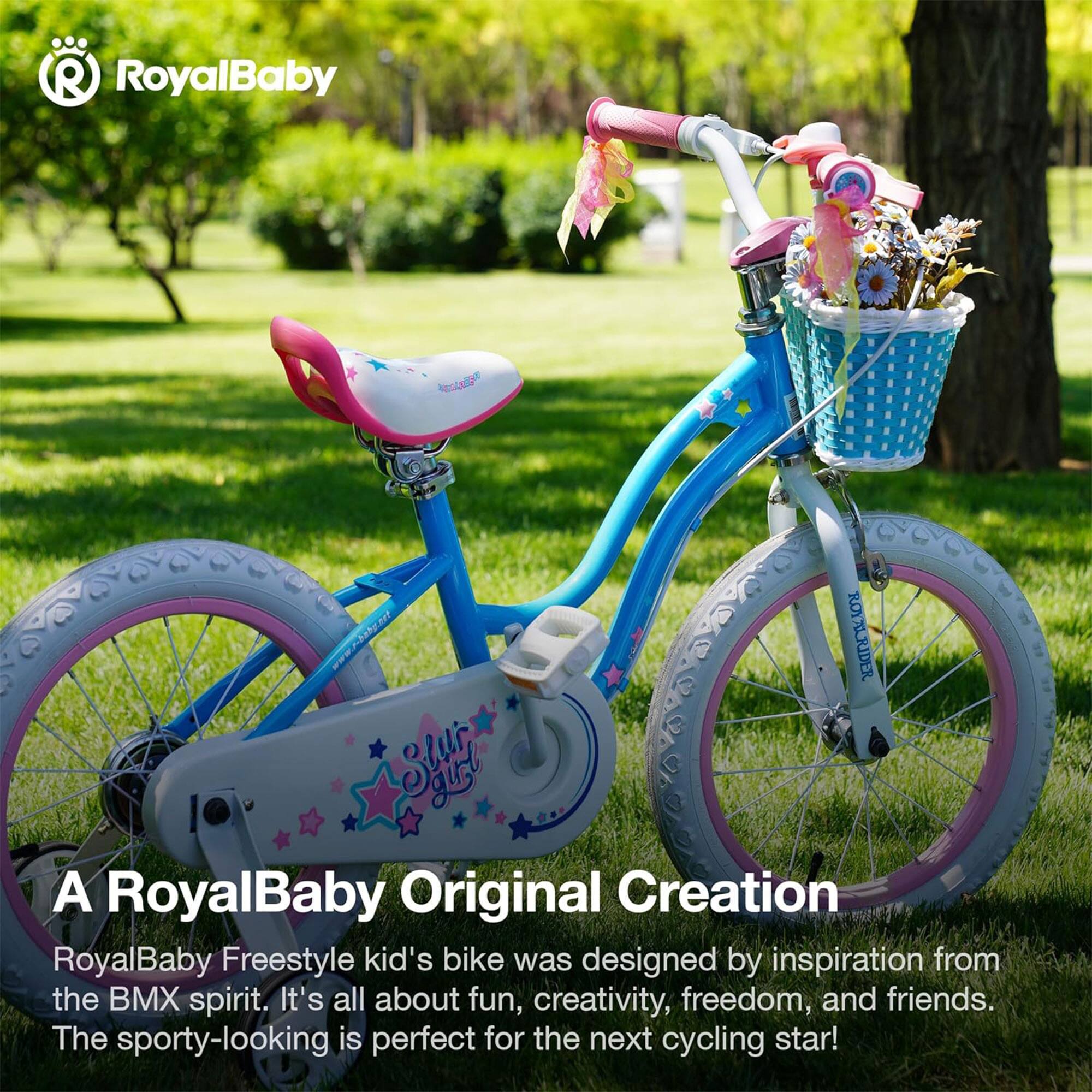 RoyalBaby

A RoyalBaby Original Creation

RoyalBaby Freestyle kid's bike was designed by inspiration from the BMX spirit. It's all about fun, creativity, freedom, and friends. The sporty-looking is perfect for the next cycling star!
